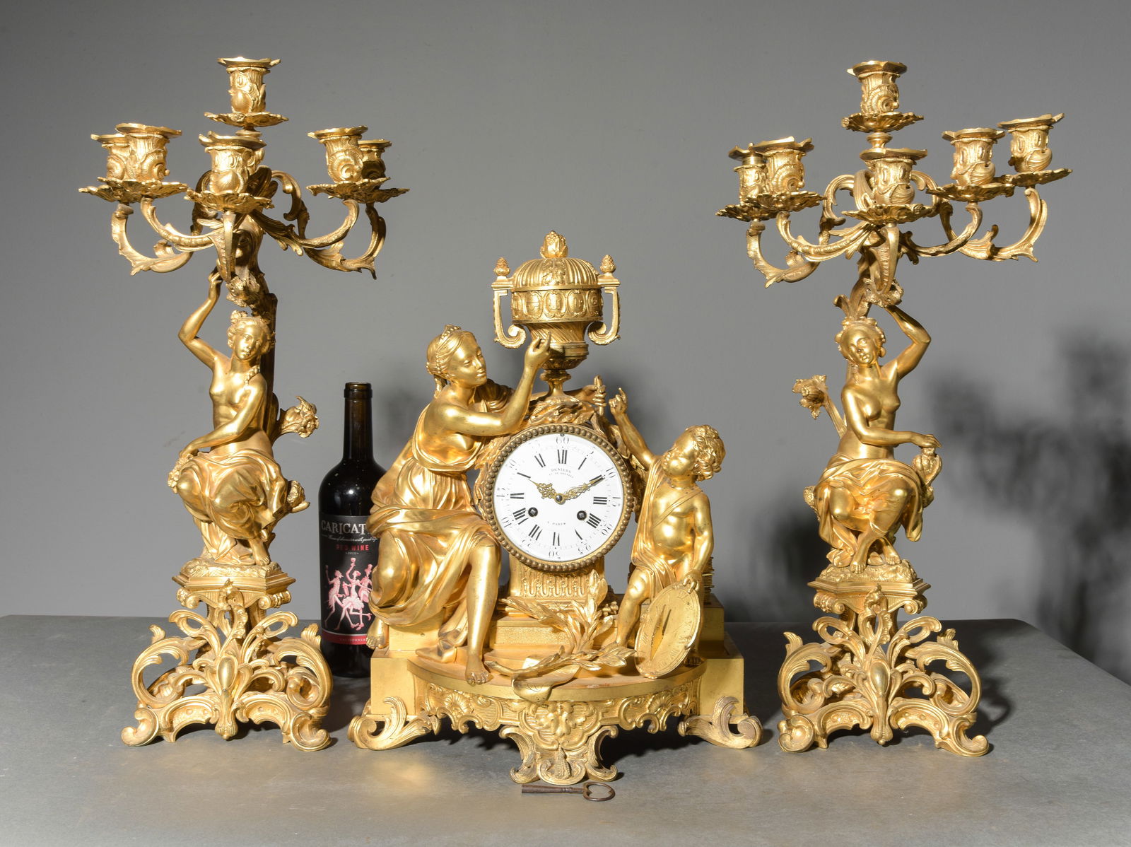 Napoleon III Style Gold Gilt Clock With Candelabras #2 (1 of 7)