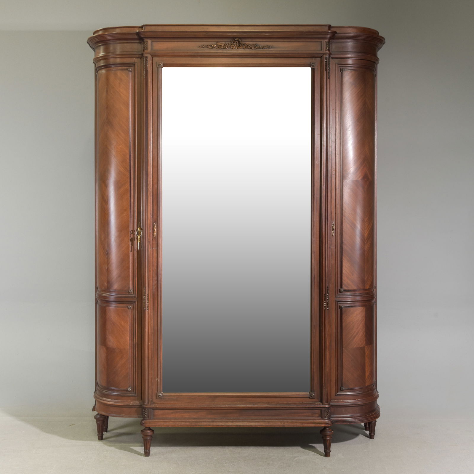Louis XVI Style Triple Mirror Door Armoire: French Louis XVI Style Triple Mirror Door Armoire - 93 in tall x 68 x 21