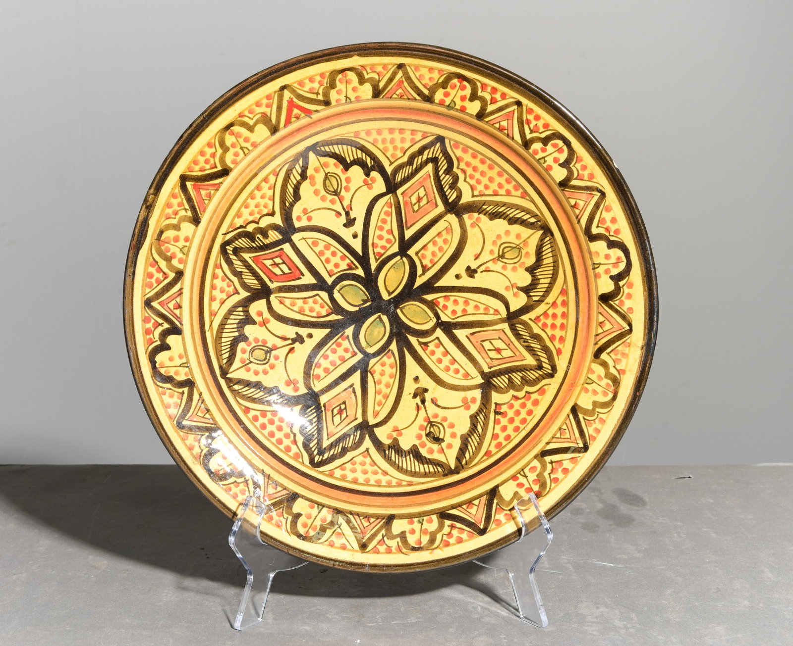 Hand Painted Moroccan Charger / Center Bowl #1: Hand Painted Moroccan Charger / Center Bowl - 3 in tall x 14 inch diameter