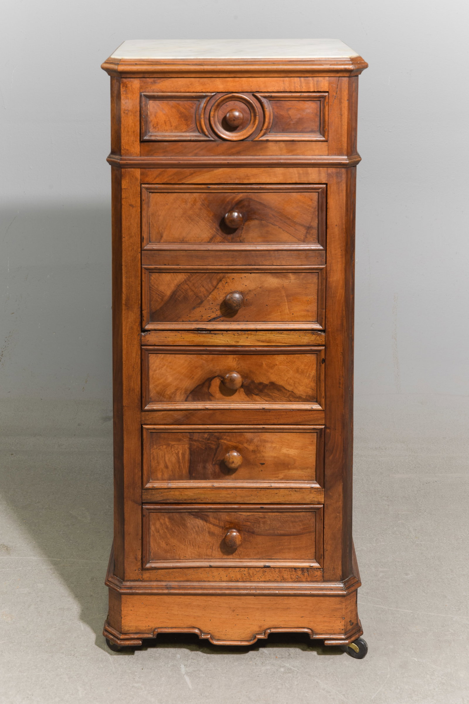 French Inset White Marble Top Nightstand / Chest (1 of 6)