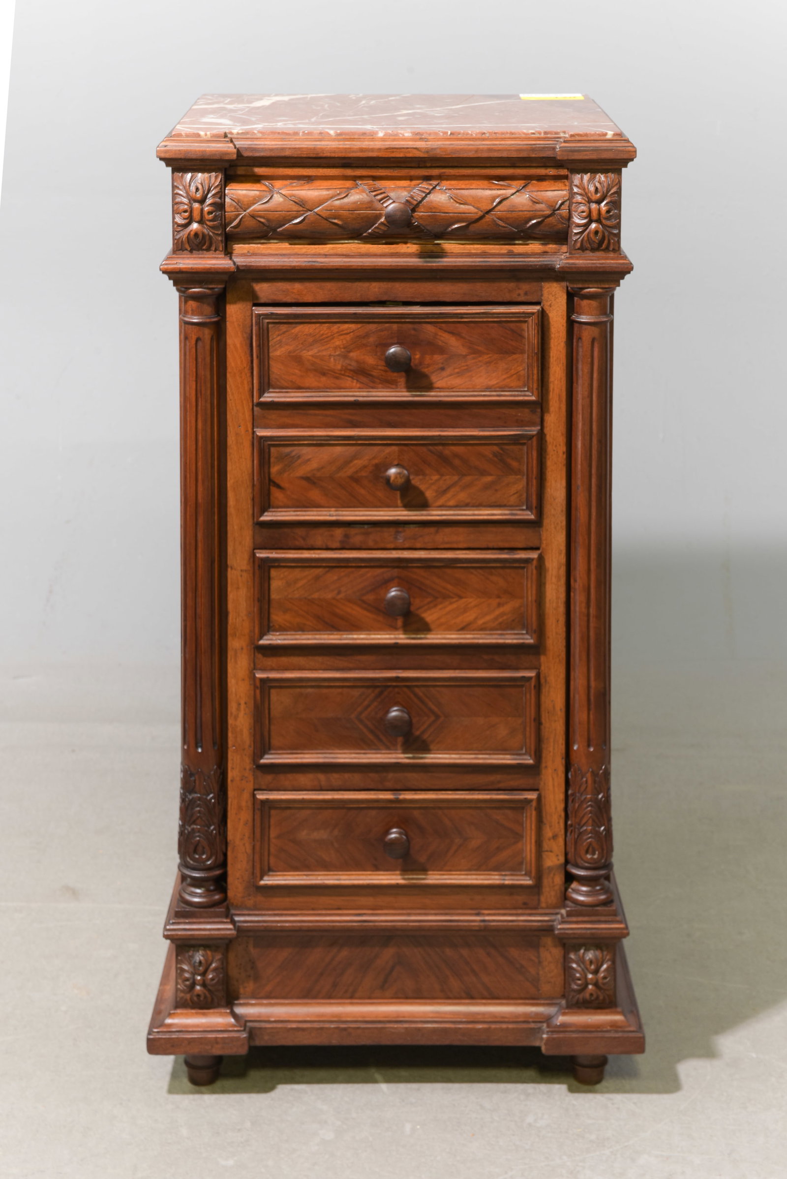 French Inset Marble Top Nightstand / Chest (1 of 6)