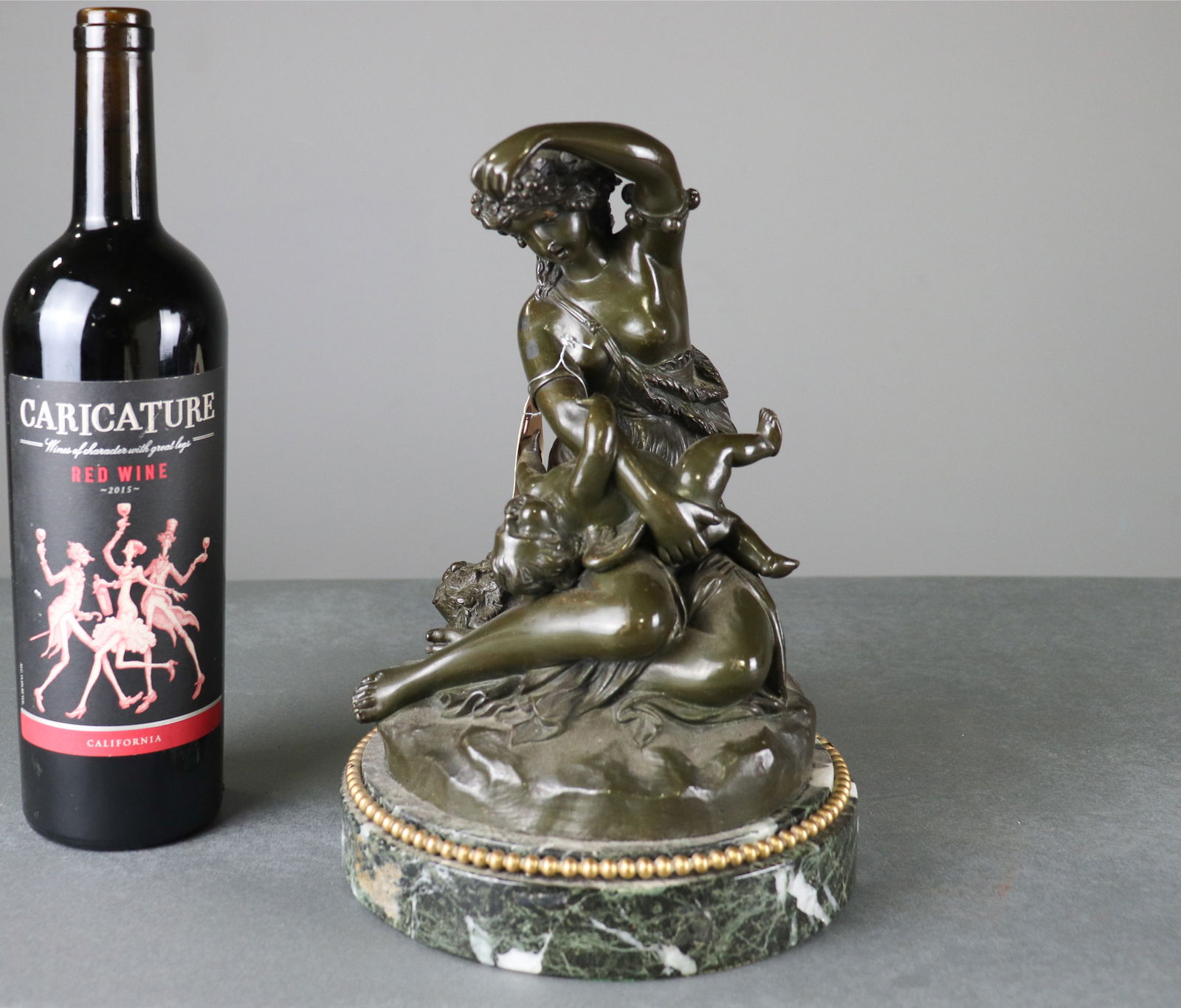 French Patinated Figural Gropu Of A Bacchante: French Patinated Figural Gropu Of A Bacchante - 10 in tall x 7 x 7