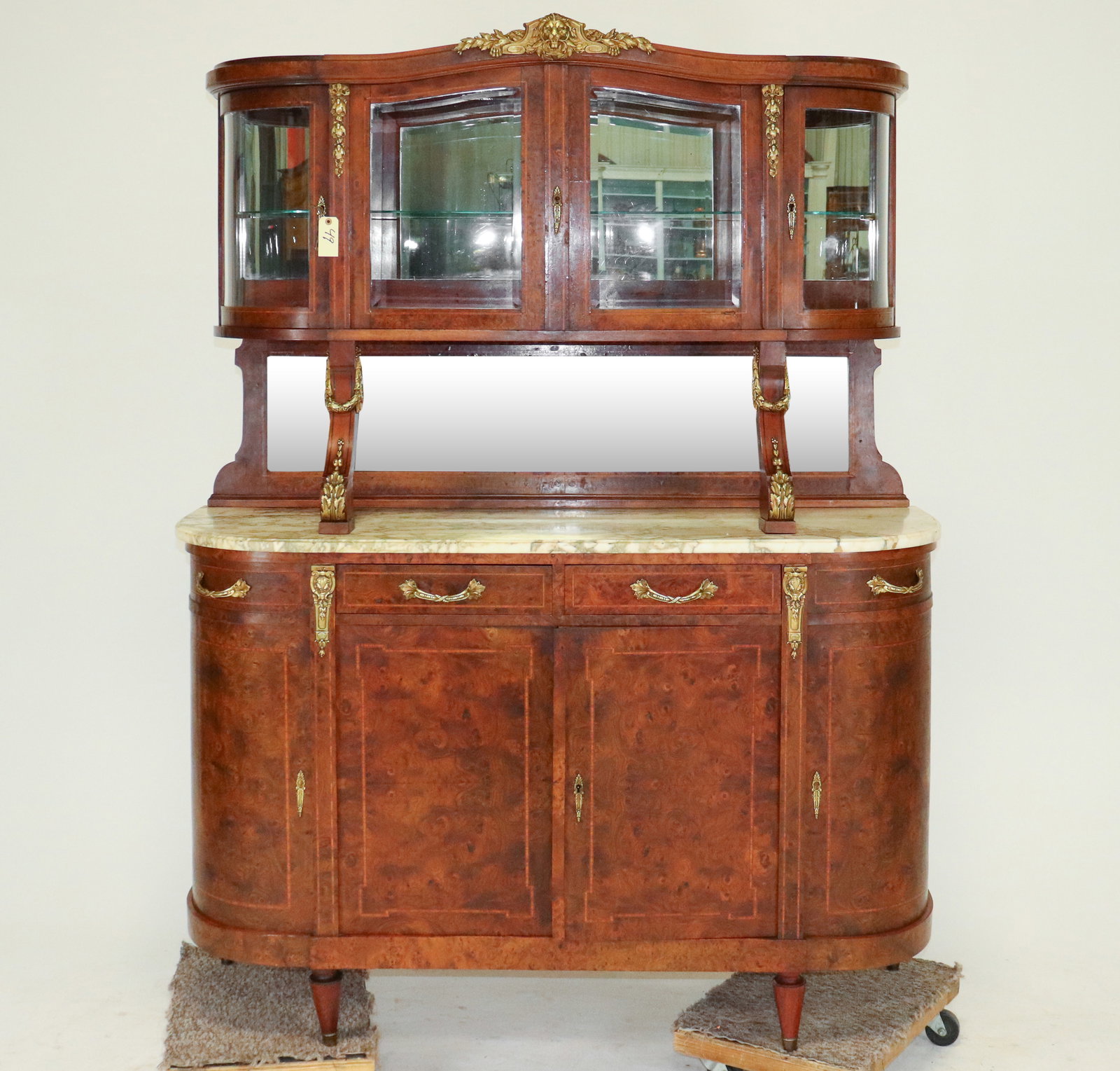 Louis XVI Style Marble Top Double Buffet: French Louis XVI Style Marble Top Double Buffet - 82 in tall x 63 x 22