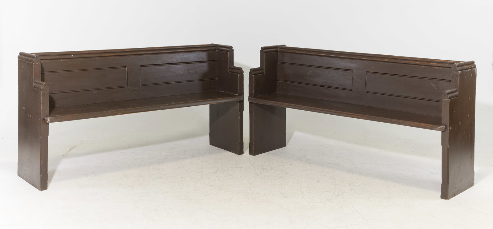 2 British Large Church Pews / Benches: 2 British Large Church Pews / Benches - 33 in tall x 62 x 19 with a seat height of 18.25 inches