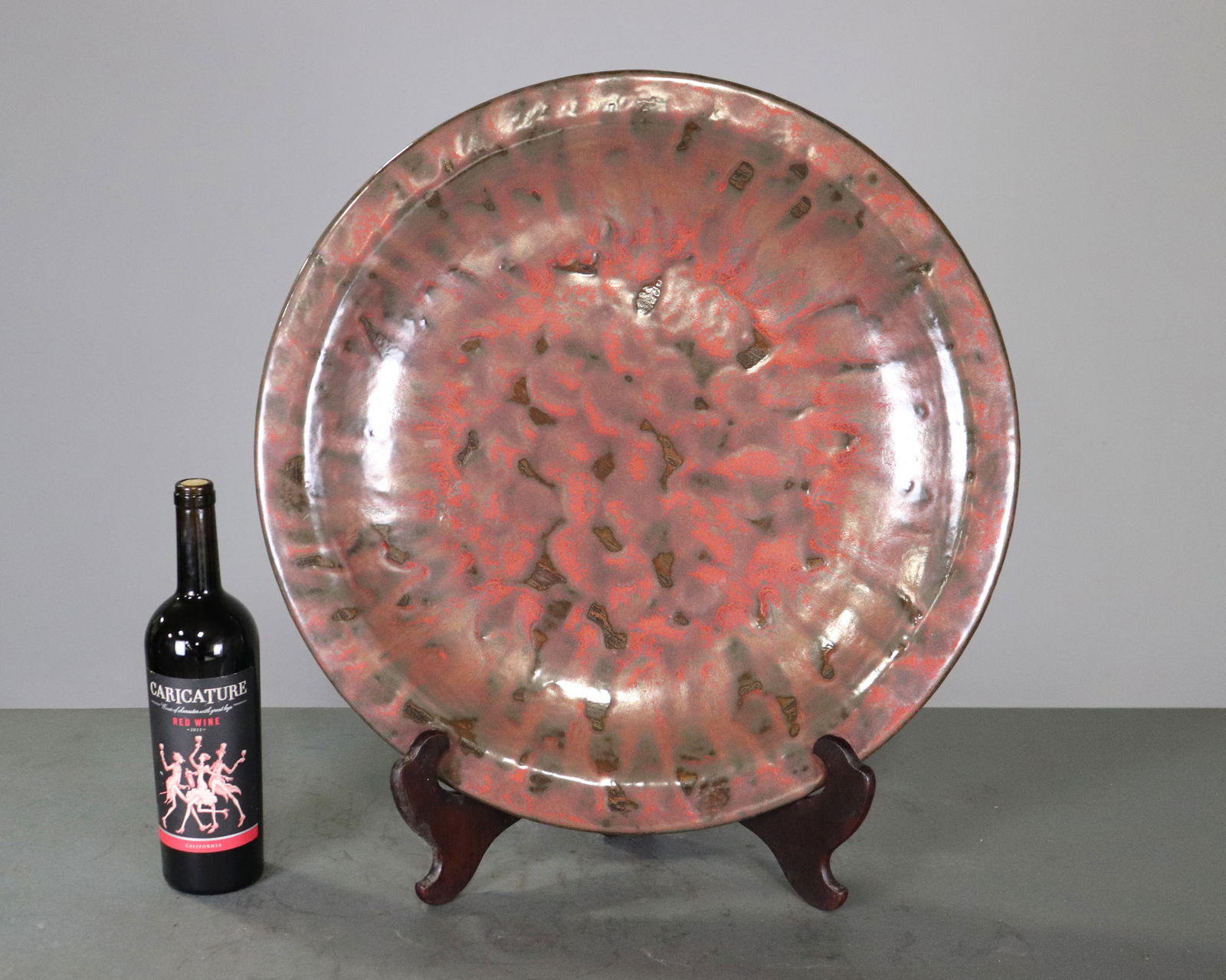 Large Glazed Pottery Charger / Platter #2: Large Glazed Pottery Charger / Platter - 3 in tall x 21.5 in diameter