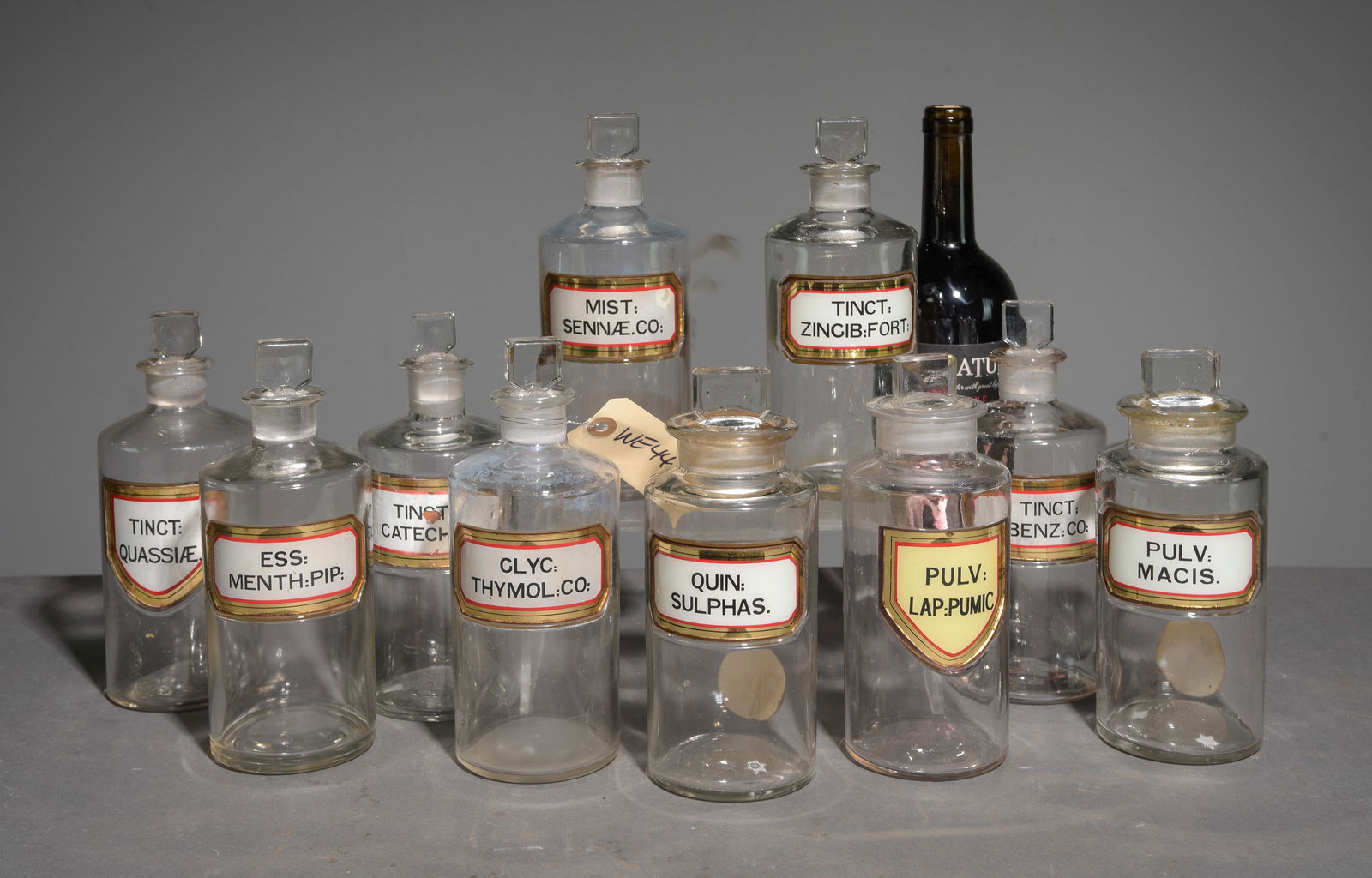 10 Assorted French Apothecary Jars: 10 Assorted French Apothecary Jars - Largest is 8.5 in tall x 3 inch diameter