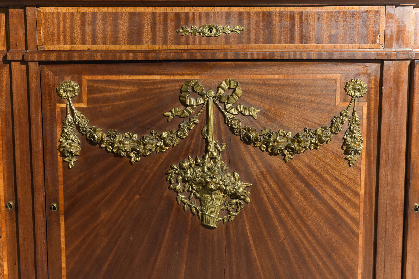 French Walnut Double Buffet with Gilded Ormolu - 3