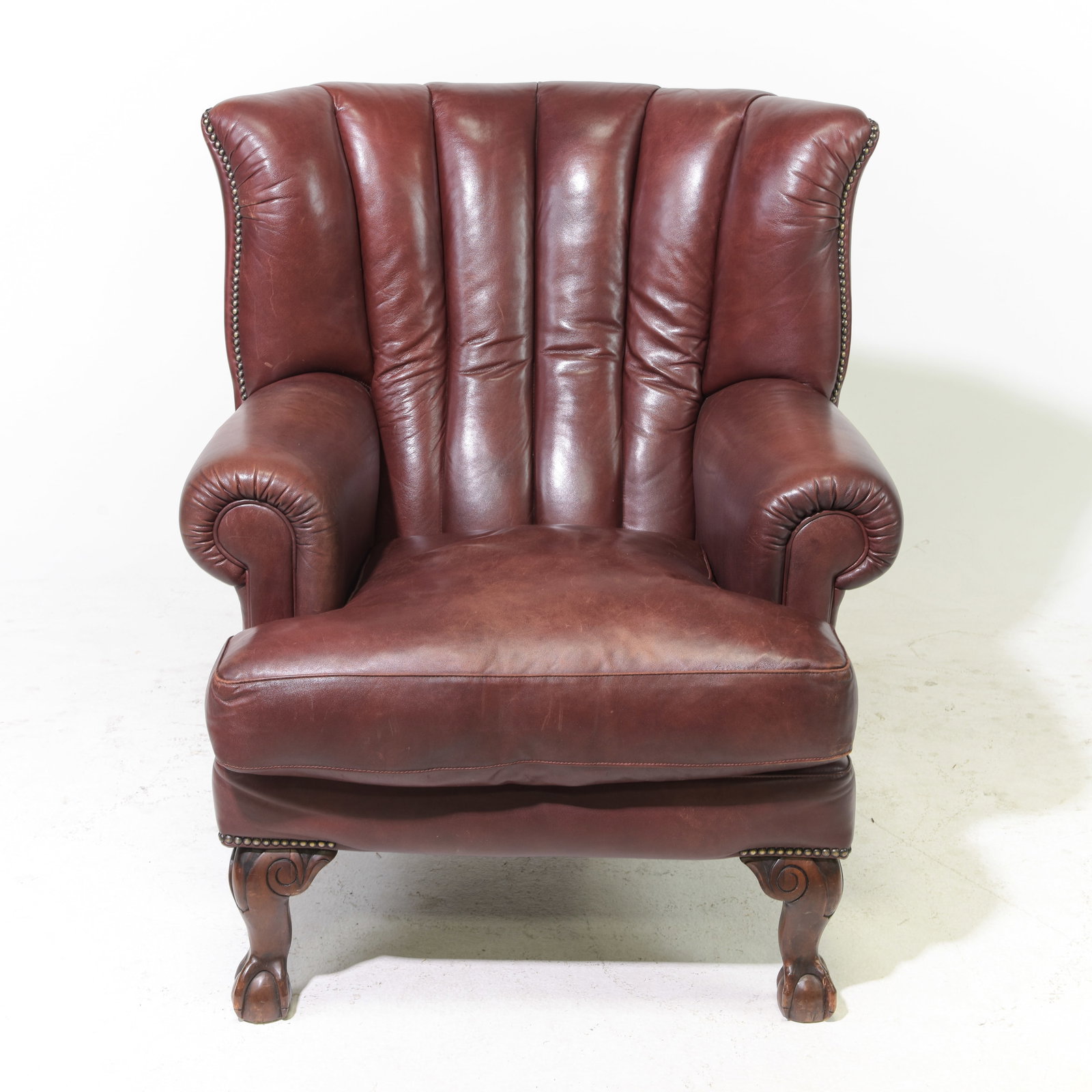British Leather Wing Back Arm Chair: British Leather Wing Back Arm Chair - 39 in tall x 34 x 38, seat height is 18 in