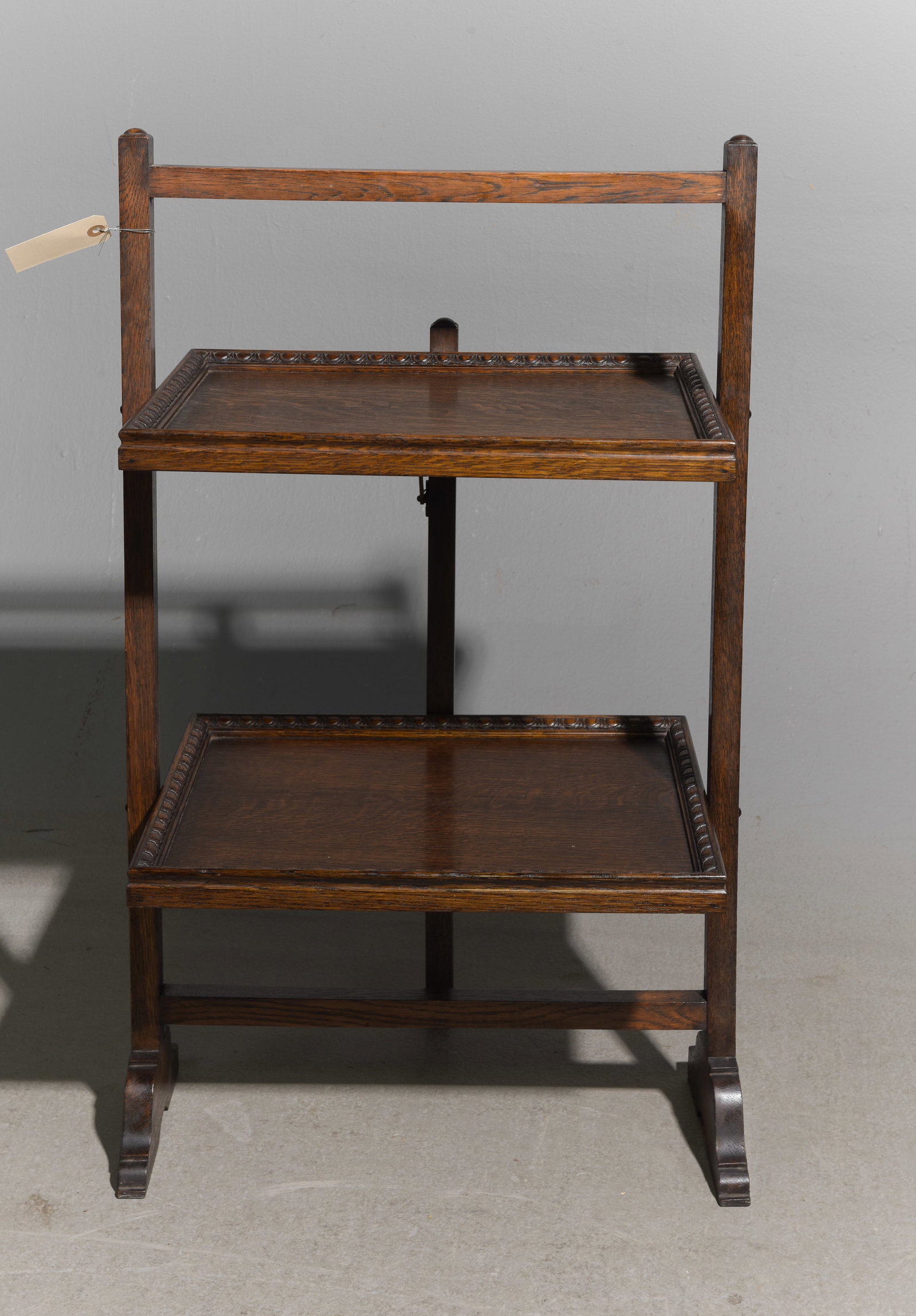 Oak 2 Tier Folding Butler Tray Table: Oak 2 Tier Folding Butler Tray Table - 33.75 in tall x 20.25 x 14.25