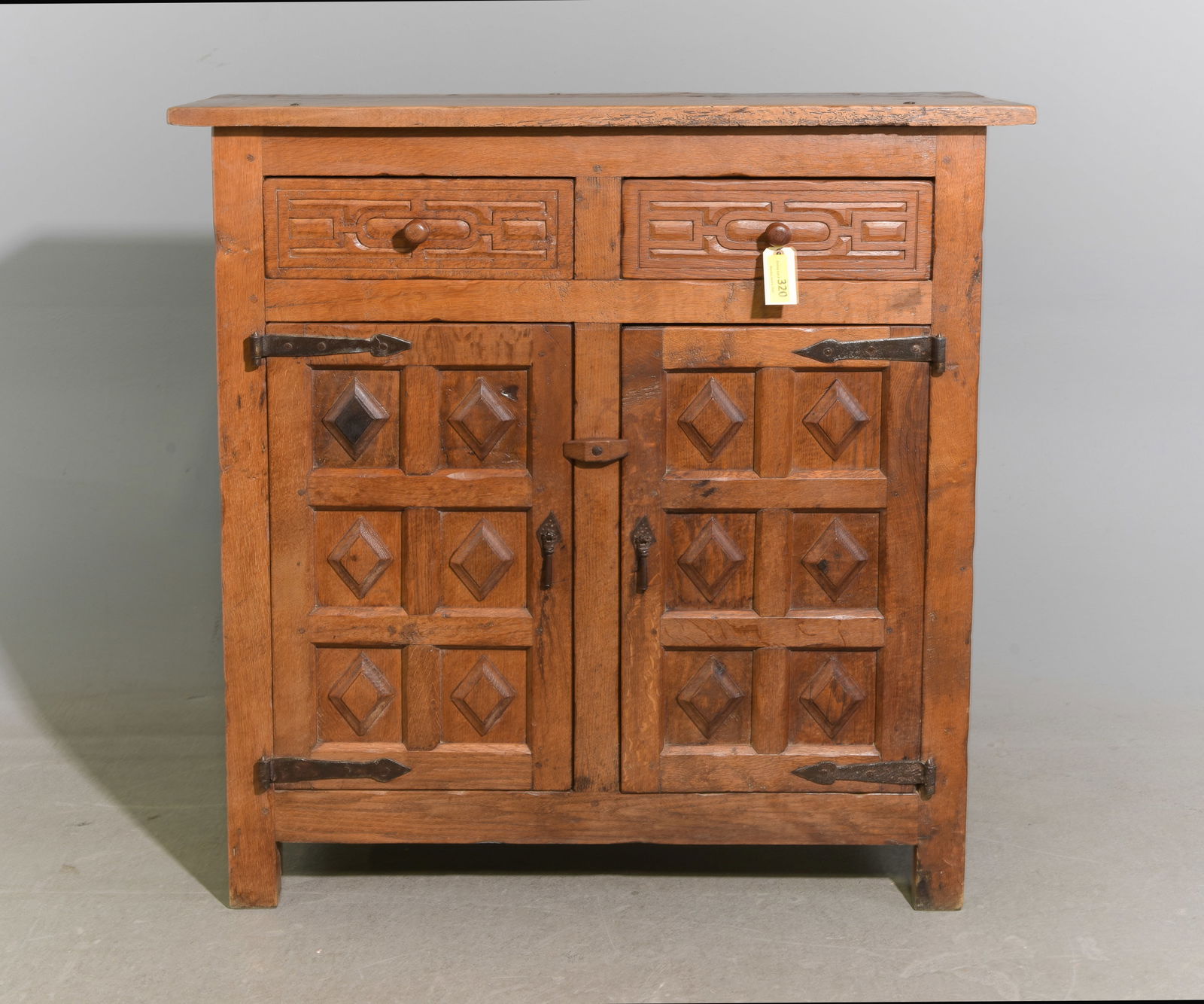 Louis XIII Style Oak Buffet: French Louis XIII Style Oak Buffet - 45.75 in tall x 43.25 x 14.5