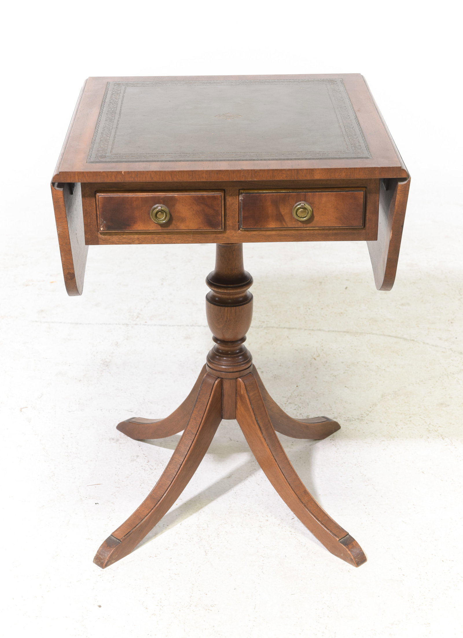 English Mahogany Leather Top Drop Sided table (1 of 3)