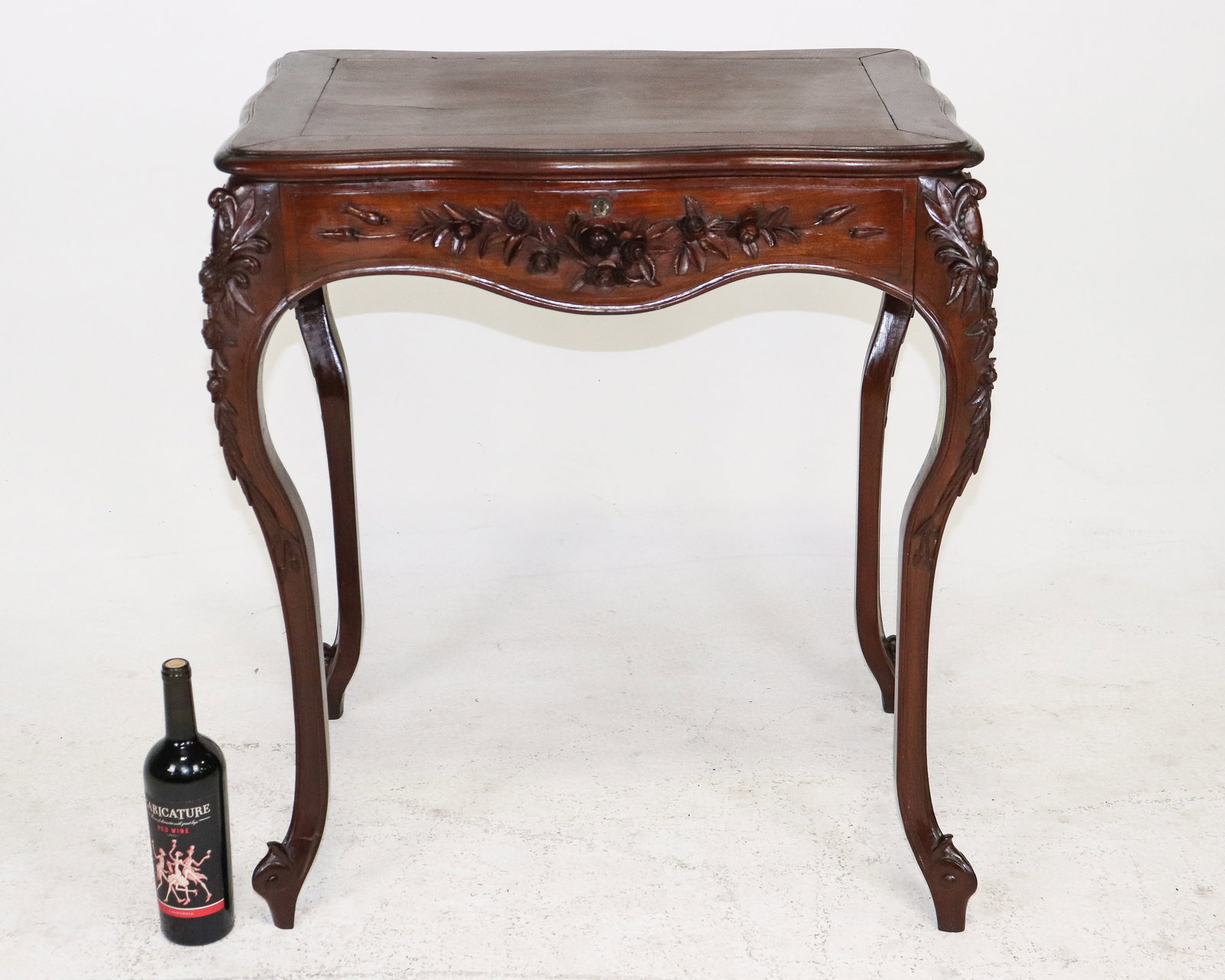 Louis XV Style Lift Top Carved Mahogany Table (1 of 7)
