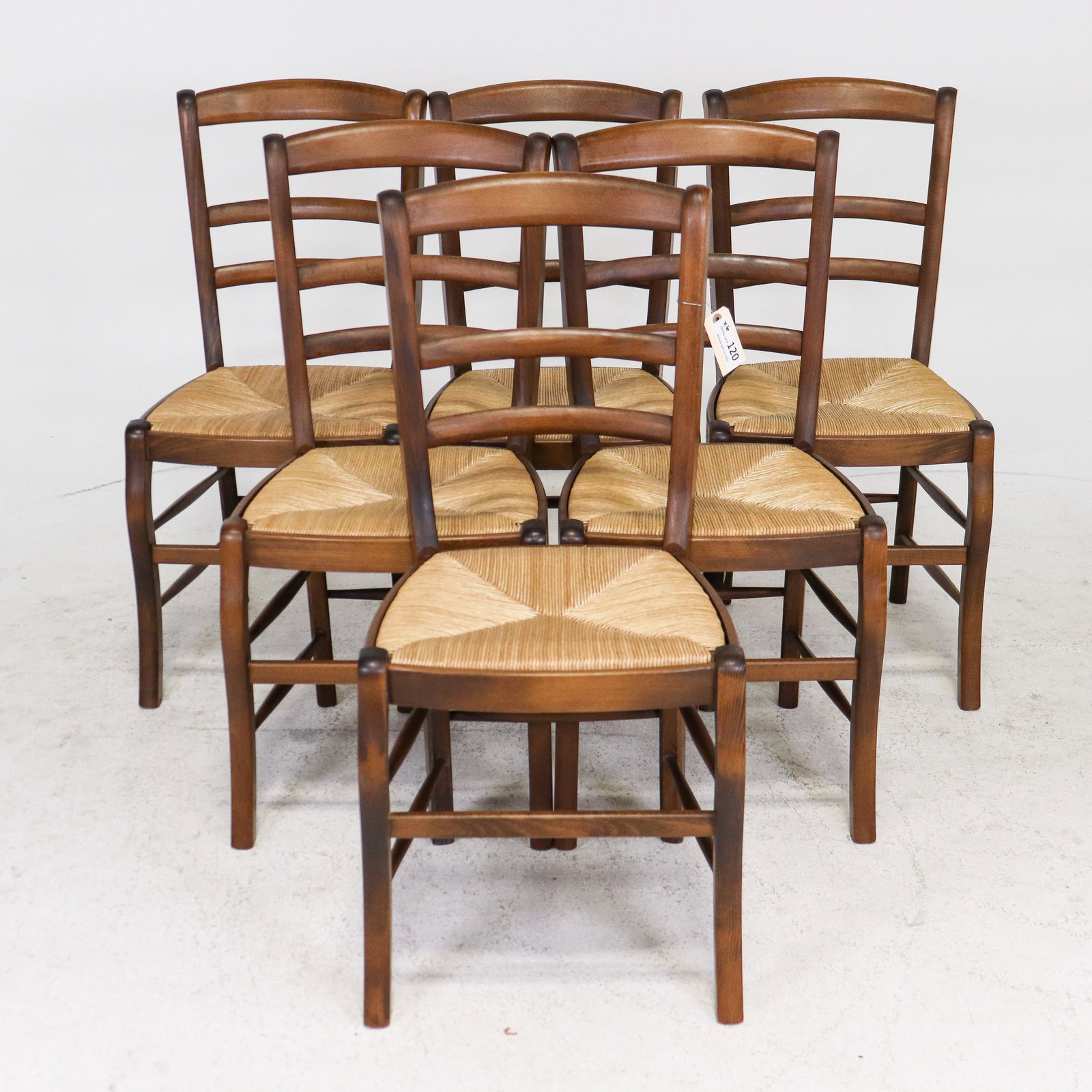 French Set of 6 Oak Rush Chairs: French Set of 6 Oak Rush Dining Chairs - 35 in tall x 16.5 x 19.5 each with a seat height of 18 inches