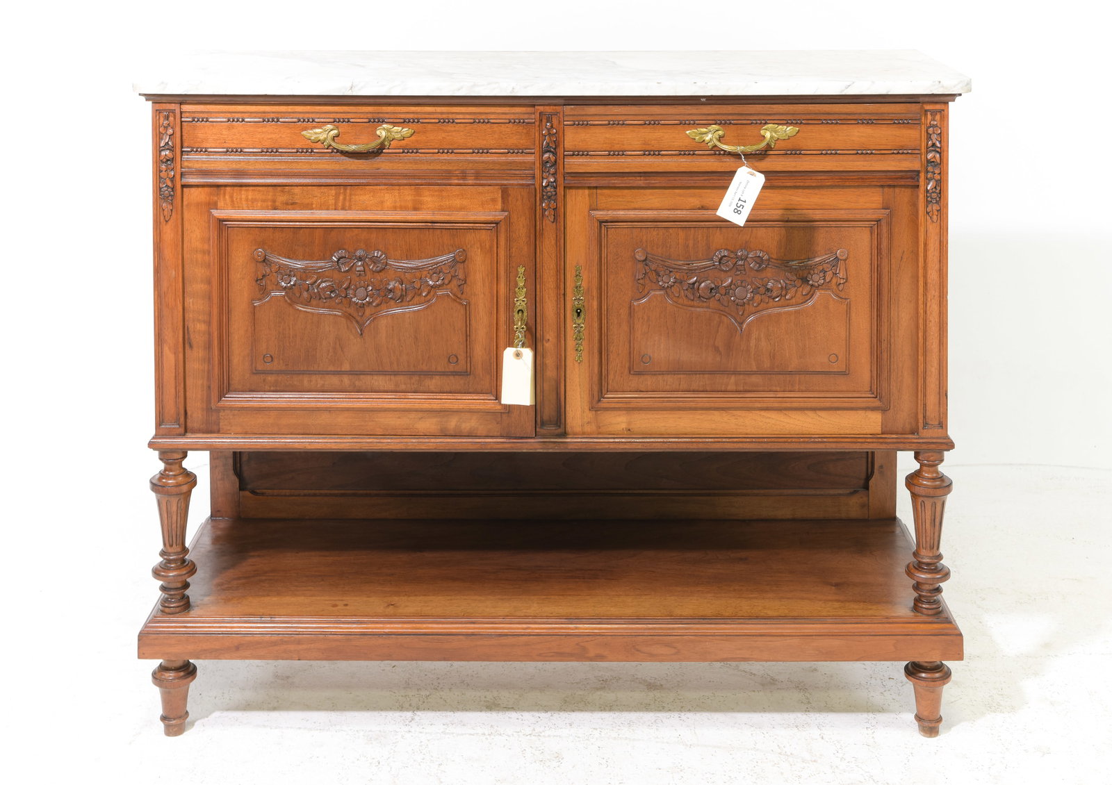 Louis XVI Style Walnut Marble Top Server (1 of 6)