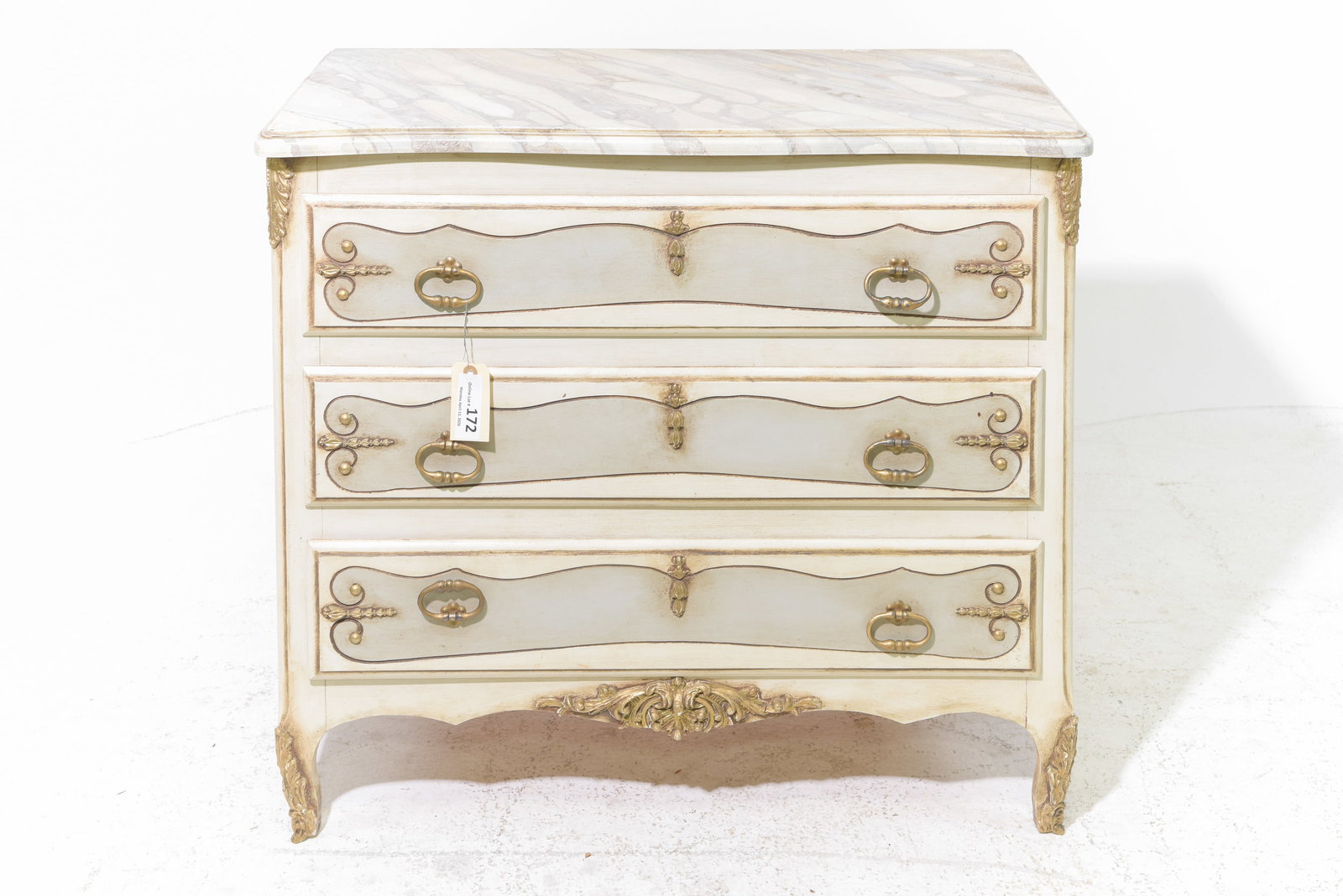 Louis XV Style Painted Three Drawer Chest (1 of 5)