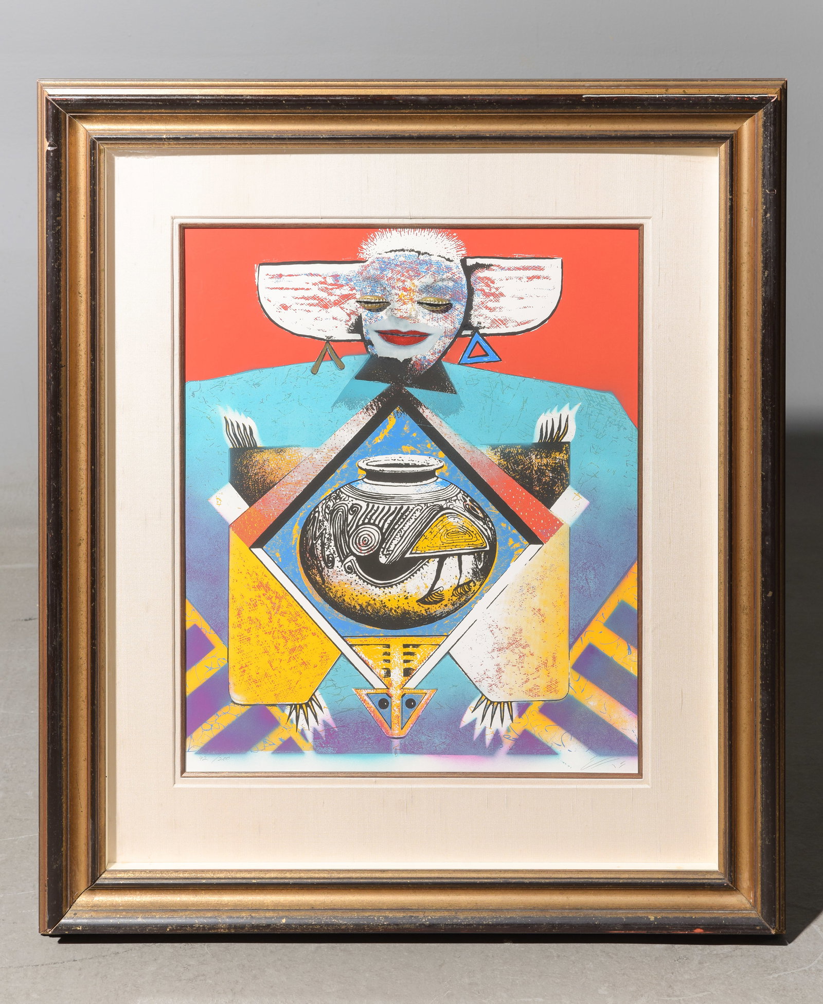 Contemporary Southwest / Native American Art: Contemporary Southwest / Native American Style Abstract Art Number 42 of 200 - 36.5 in tall x 31.5 x 2.25