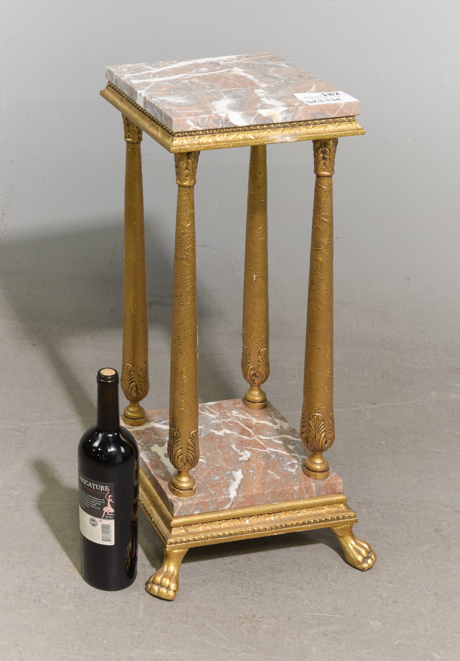 Swedish Gilded Pine Marble Two Tier Pedestal #1 (1 of 3)