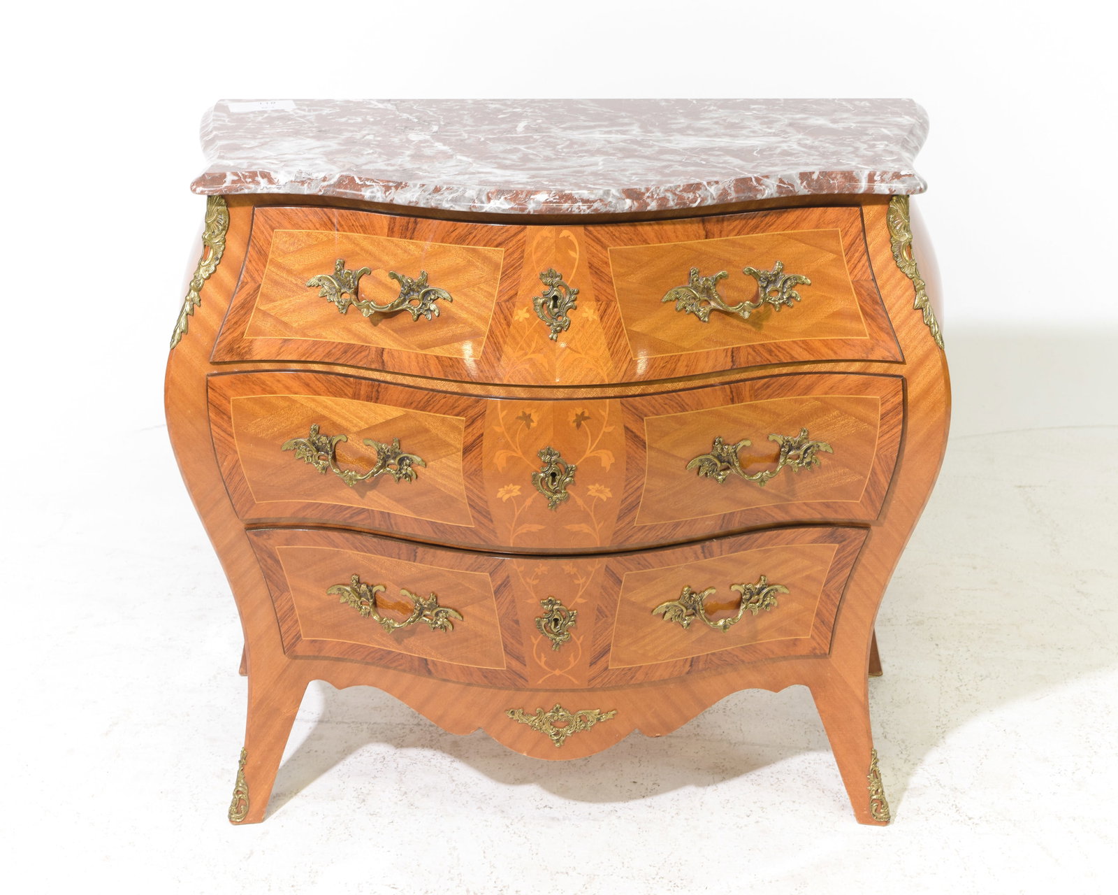 Swedish Bombe Marble Top Three Drawer Chest (1 of 4)