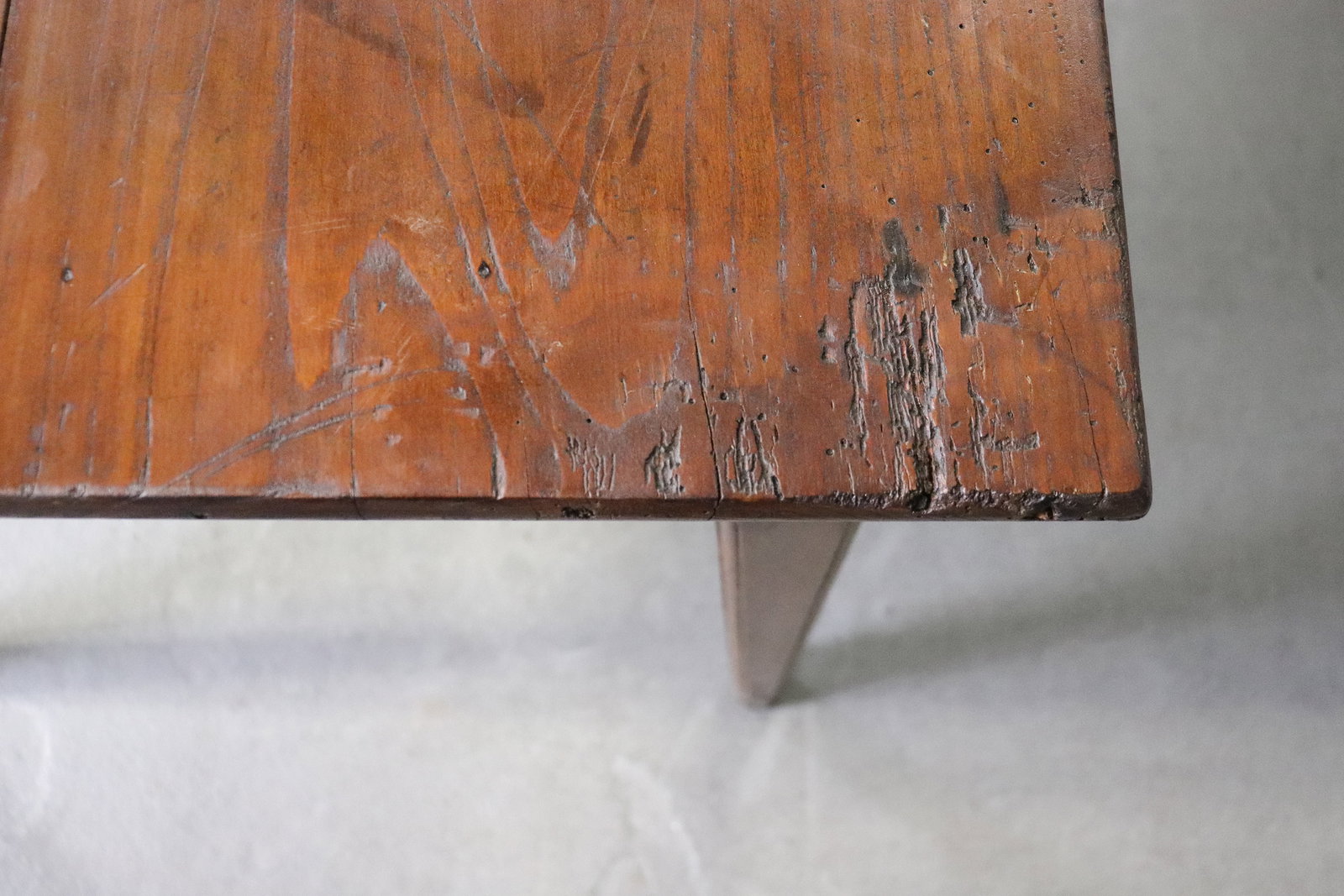 French Rustic Walnut Single Drawer Table - 5