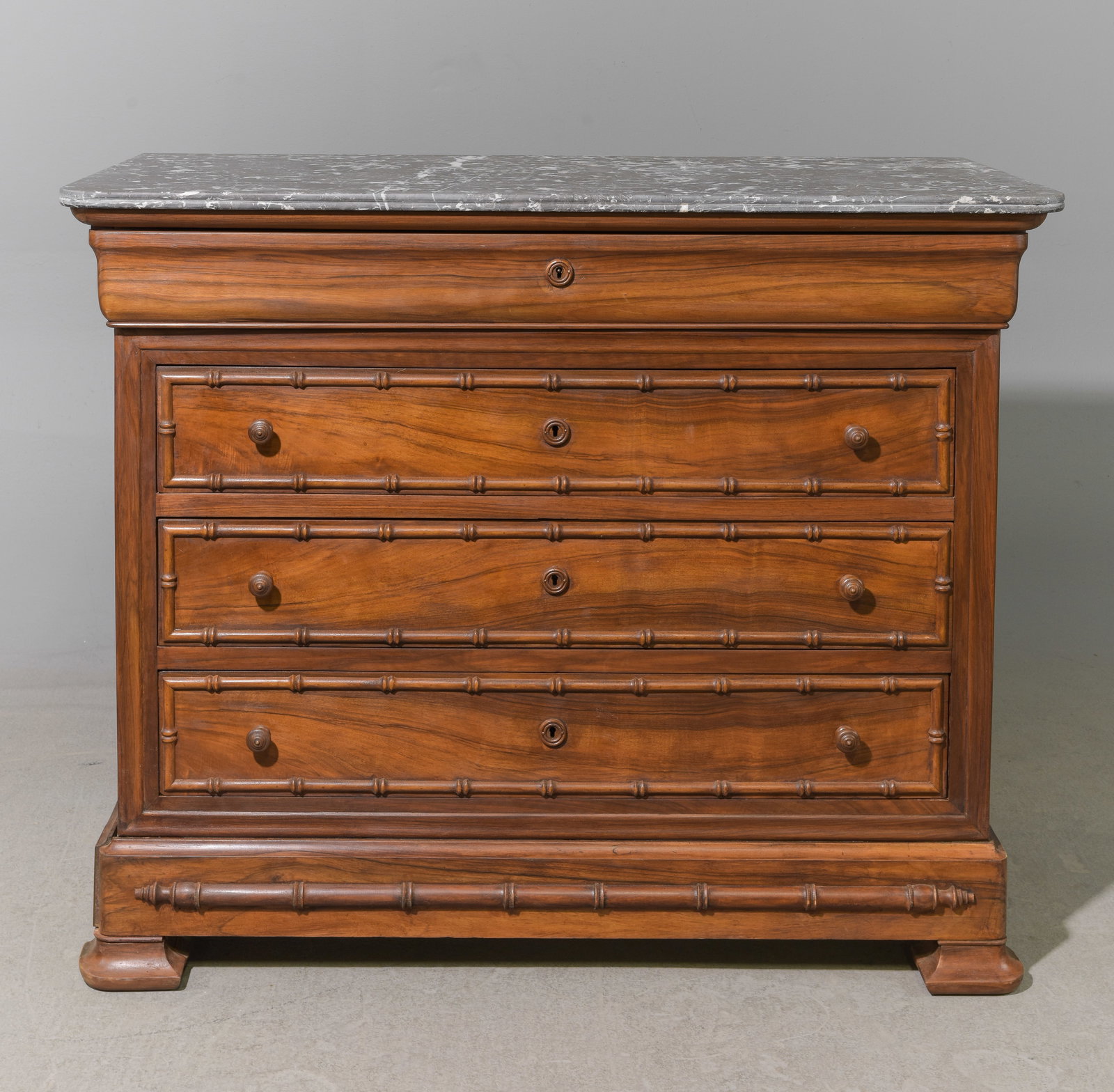 Faux Bamboo Grey Marble Top Chest (1 of 5)