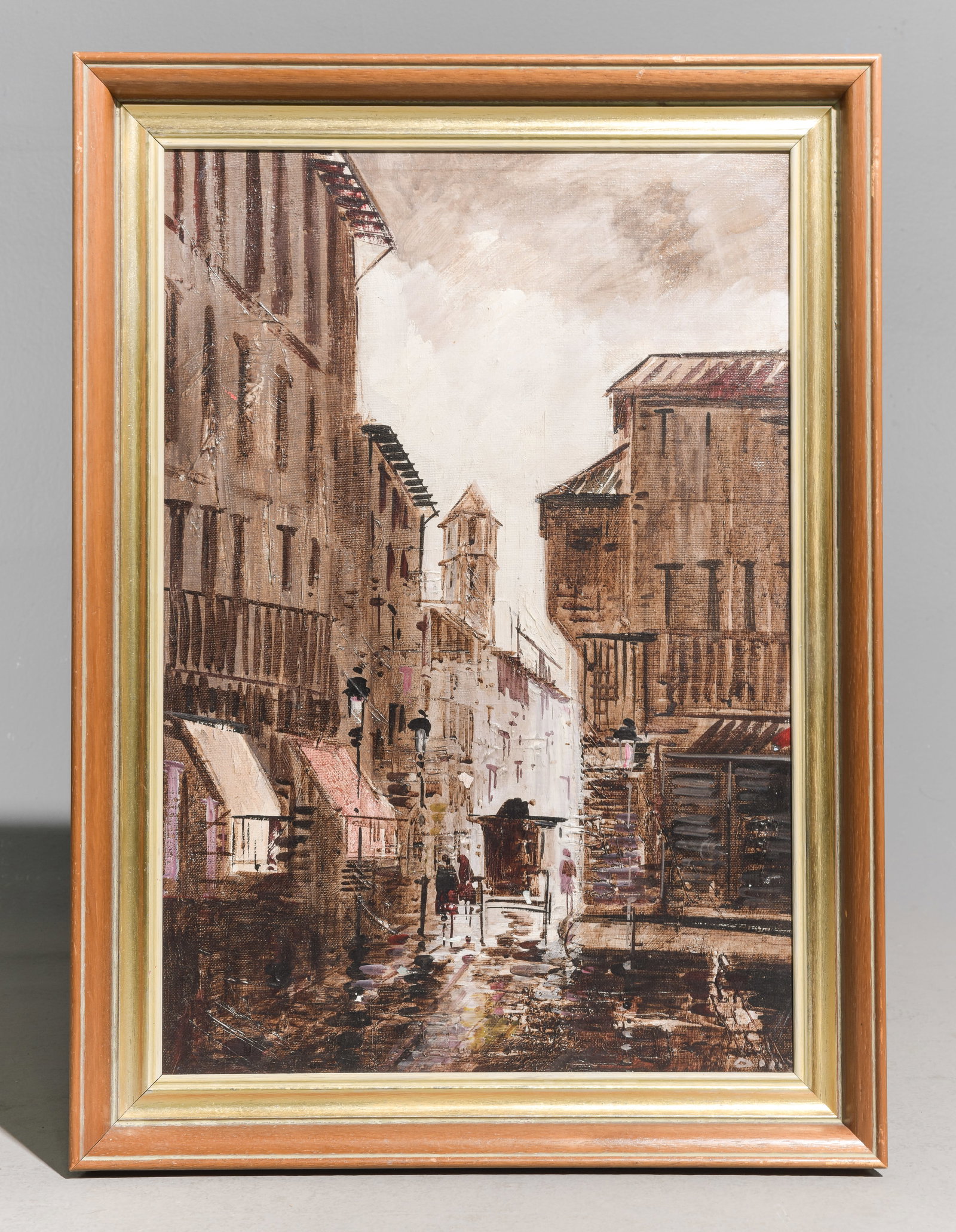 Framed Oil on Canvas European Street Scene (1 of 3)