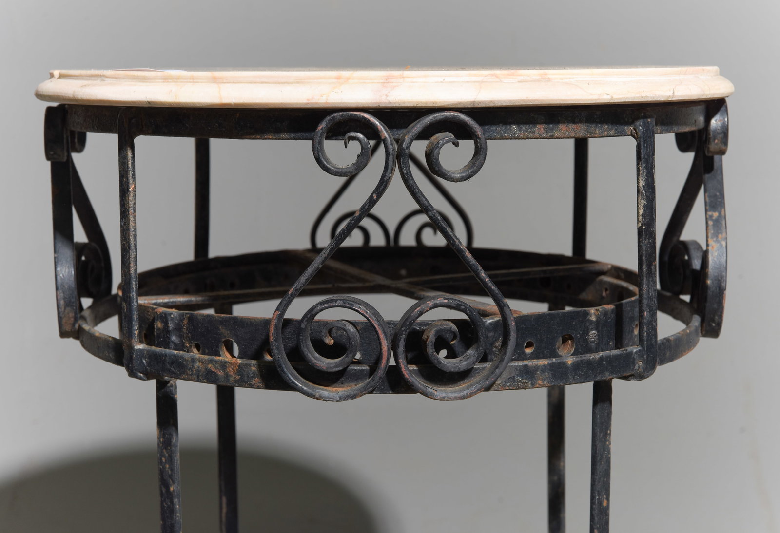 Round Marble Top Iron Base Side Table - 3