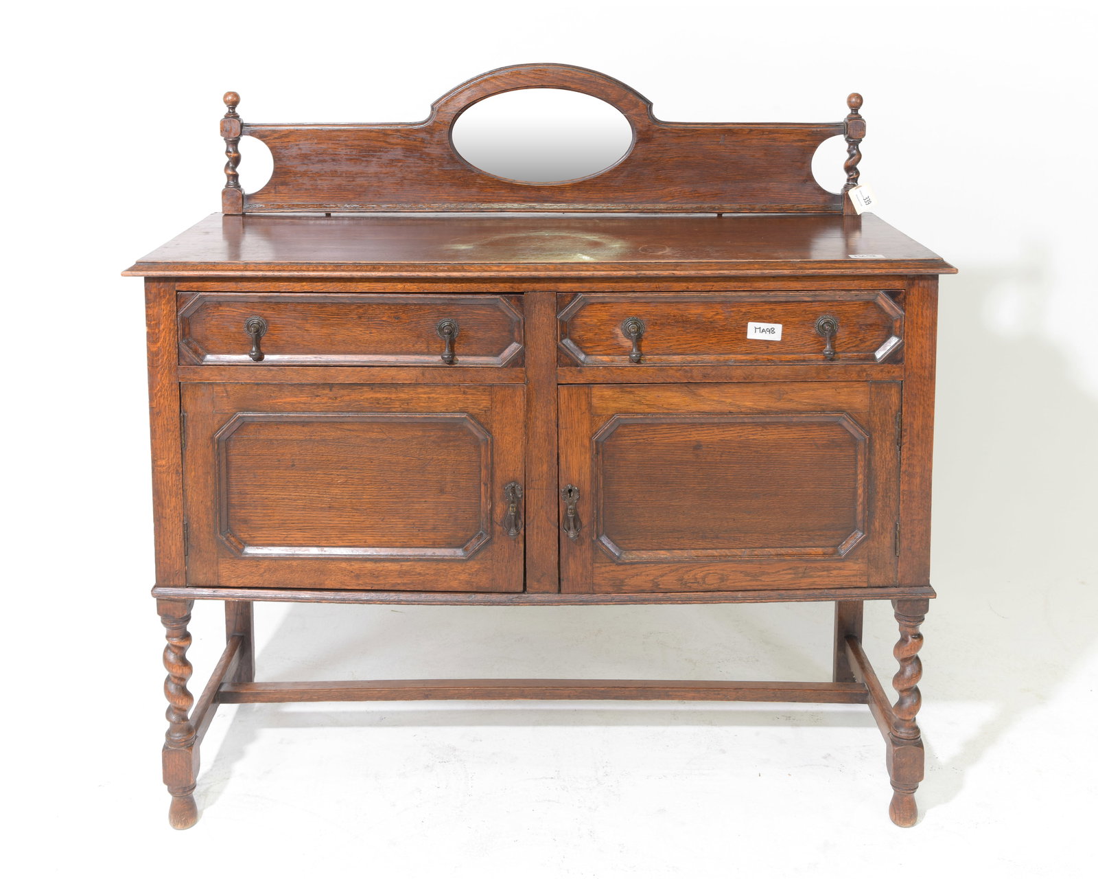 Jacobean Oak Barley Twist Sideboard / Server: English Jacobean Oak Barley Twist Sideboard / Server - 46.5 in tall x 48 x 18, Floor to the surface is 36 inches