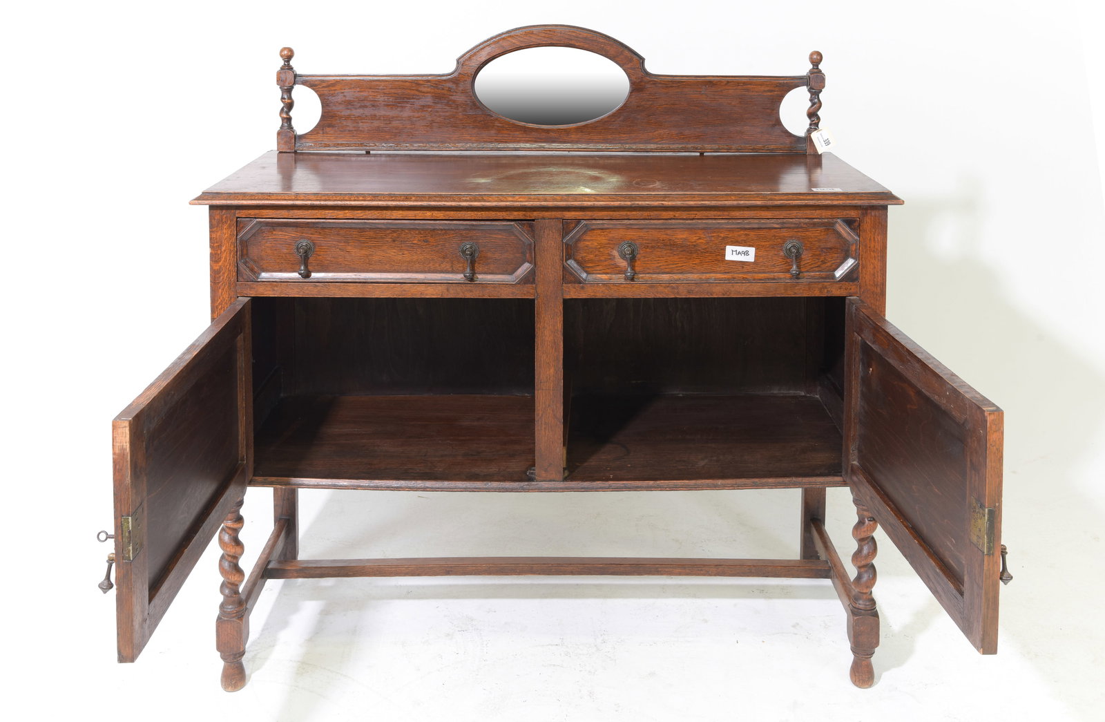Jacobean Oak Barley Twist Sideboard / Server: English Jacobean Oak Barley Twist Sideboard / Server - 46.5 in tall x 48 x 18, Floor to the surface is 36 inches