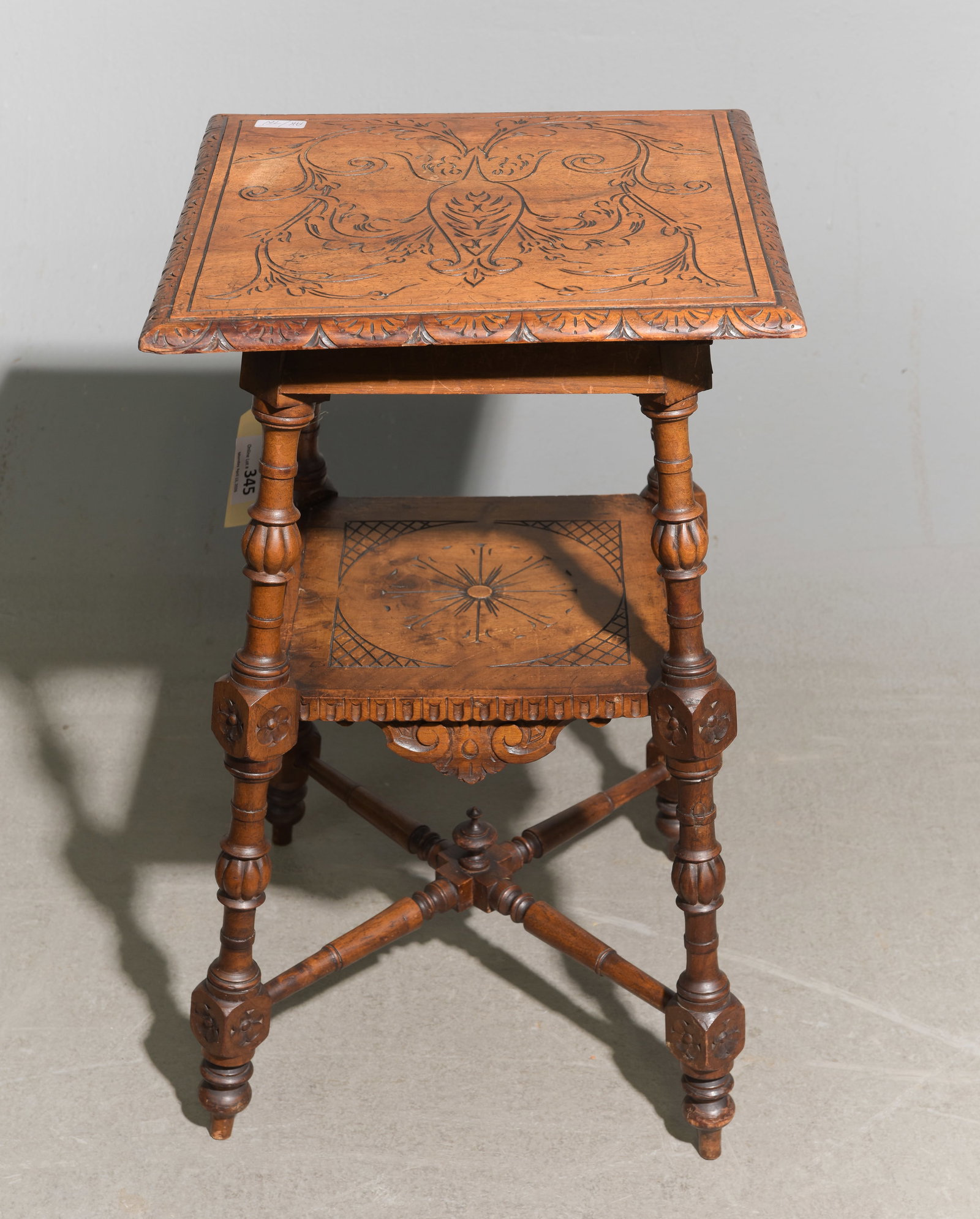 British Carved Oak Two Tier Table (1 of 4)