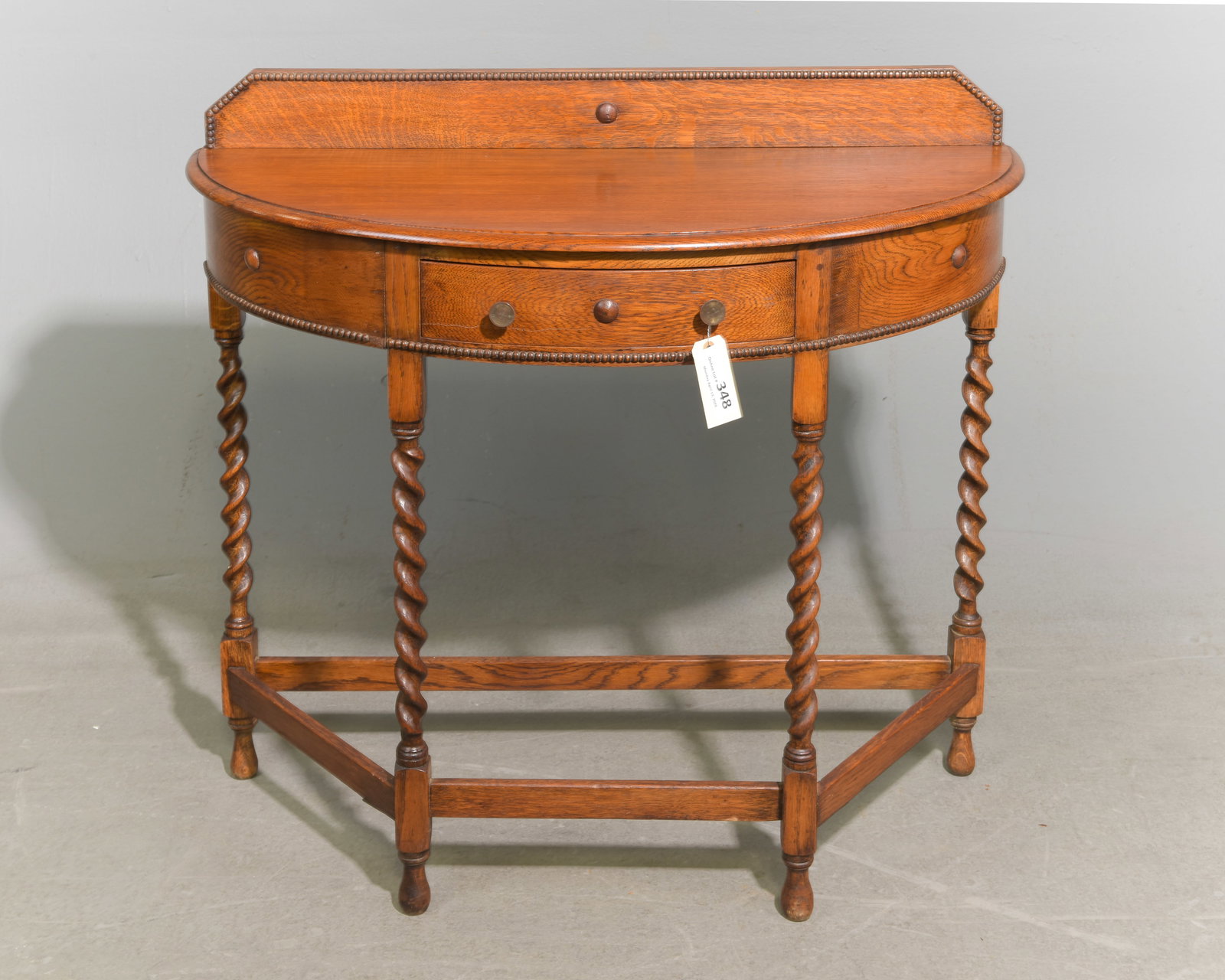 British Oak Demilune Barley Twist Hall Table (1 of 3)