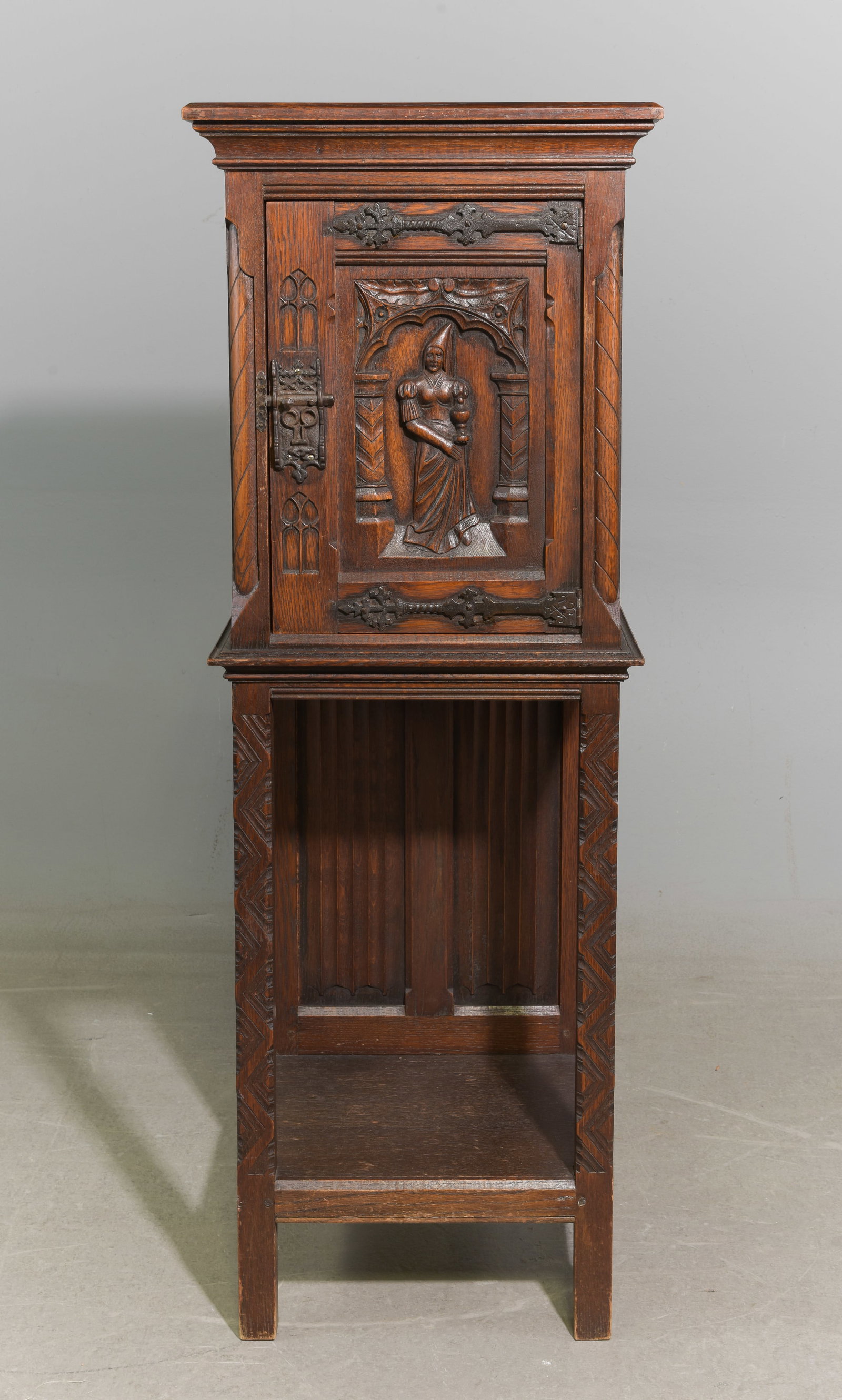 Swedish Carved Oak Credence Cabinet (1 of 5)