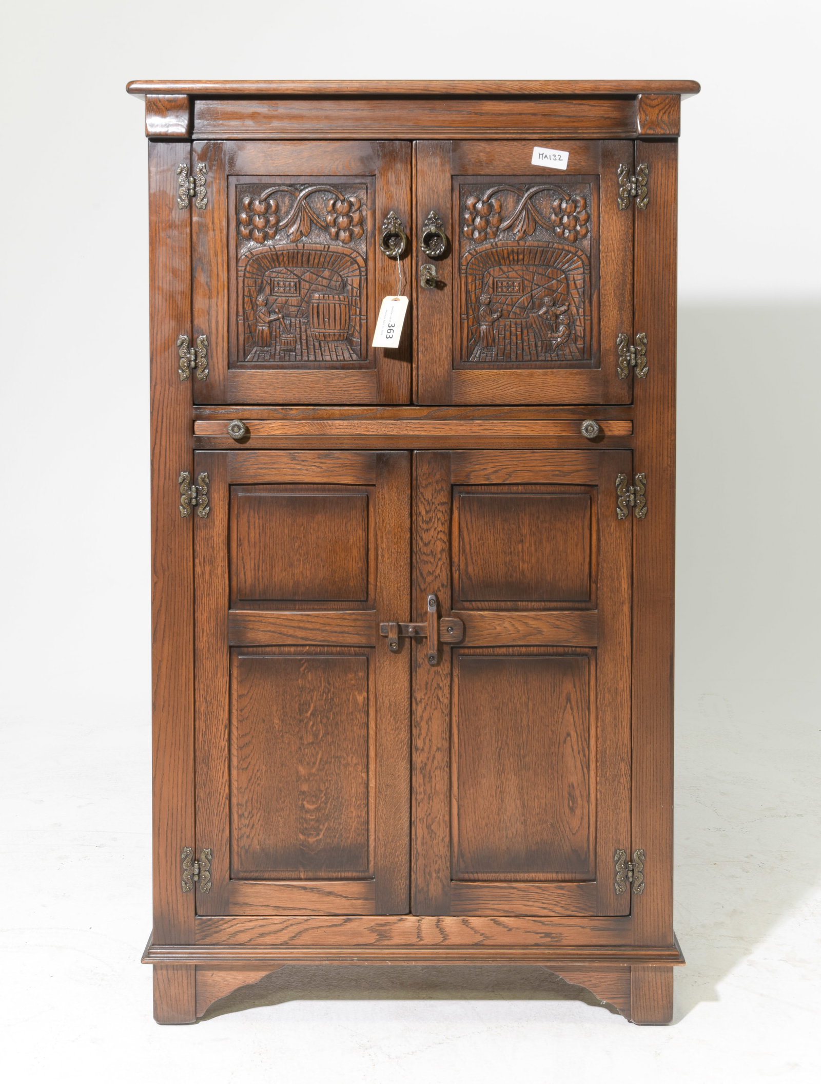 British Oak Cocktail / Bar Cabinet: British Oak Cocktail / Bar Cabinet - 54.5 in tall x 32 x 16