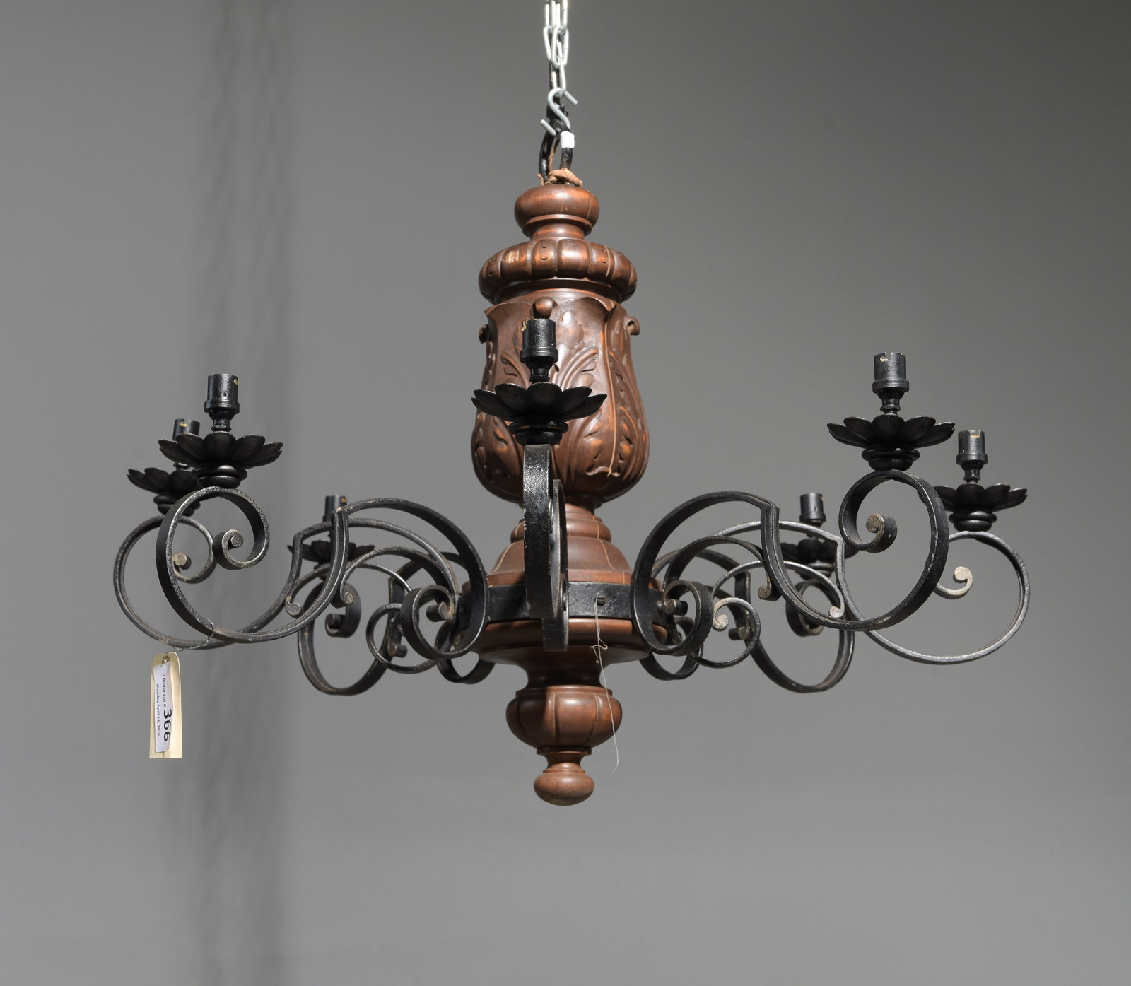 Renaissance Style Walnut 8 Light Chandelier: French Renaissance Style Walnut 8 Light Chandelier - 26 in tall x 33 inch diameter