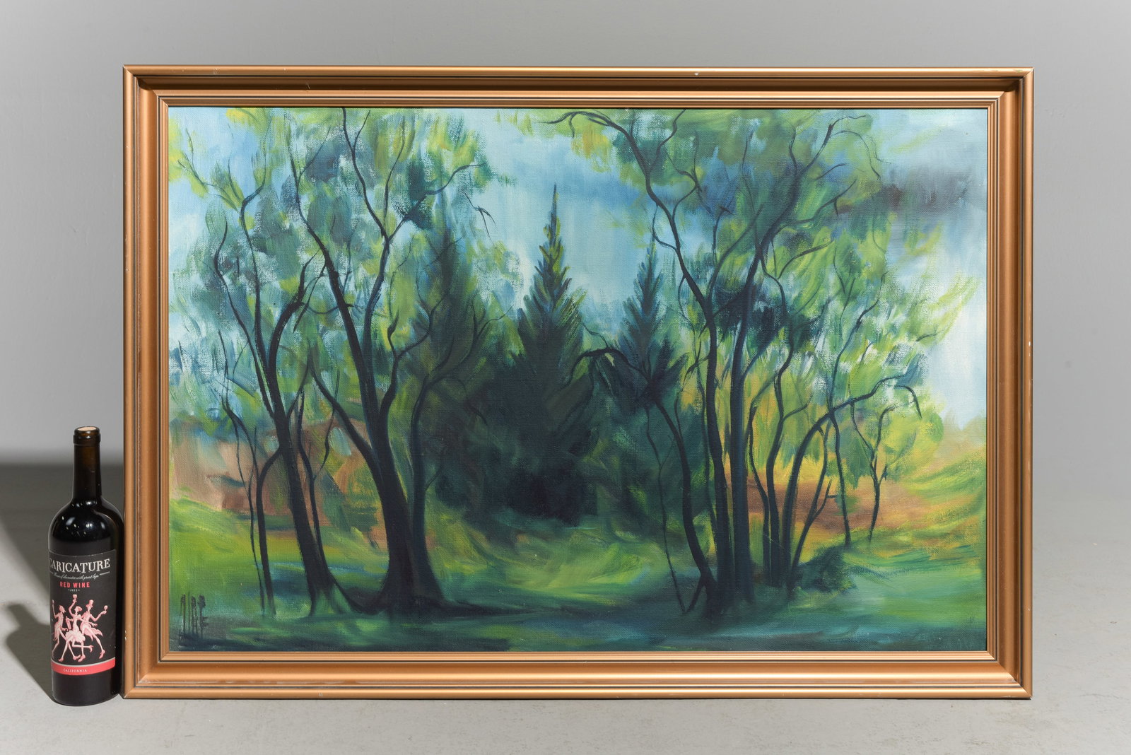 Swedish Gold Framed Landscape Oil On Canvas: Swedish Gold Framed Landscape Oil On Canvas - 28.5 in tall x 40 x 3, art itself is 25 in x 37 in