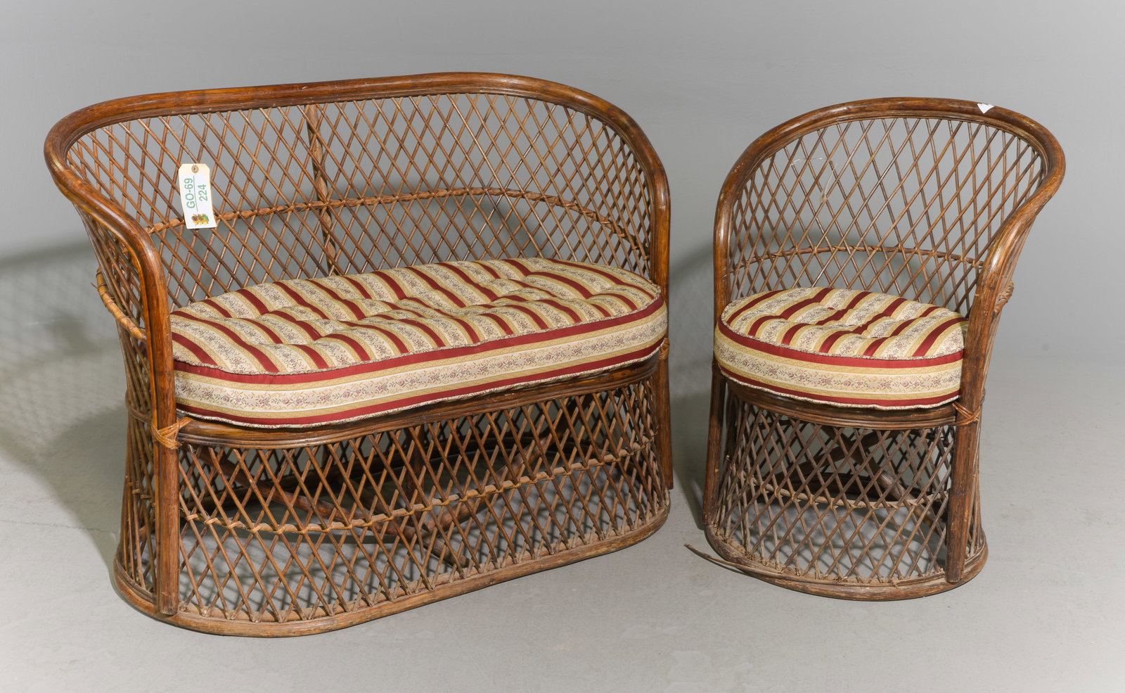 Wicker / Rattan Two Seater Bench & Chair (1 of 3)