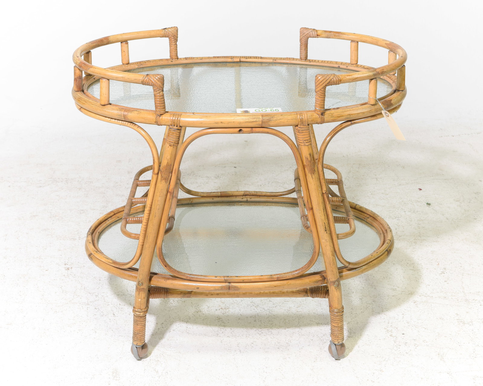 Bamboo & Glass Tiki Style Two Tier Trolley / Cart (1 of 3)