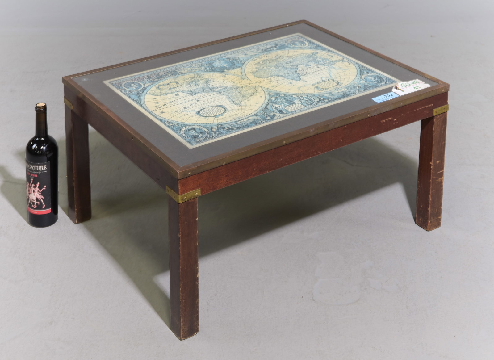 World Map Glass Top Coffee Table: World Map Glass Top Coffee Table - 14.5 in tall x 30 x 23