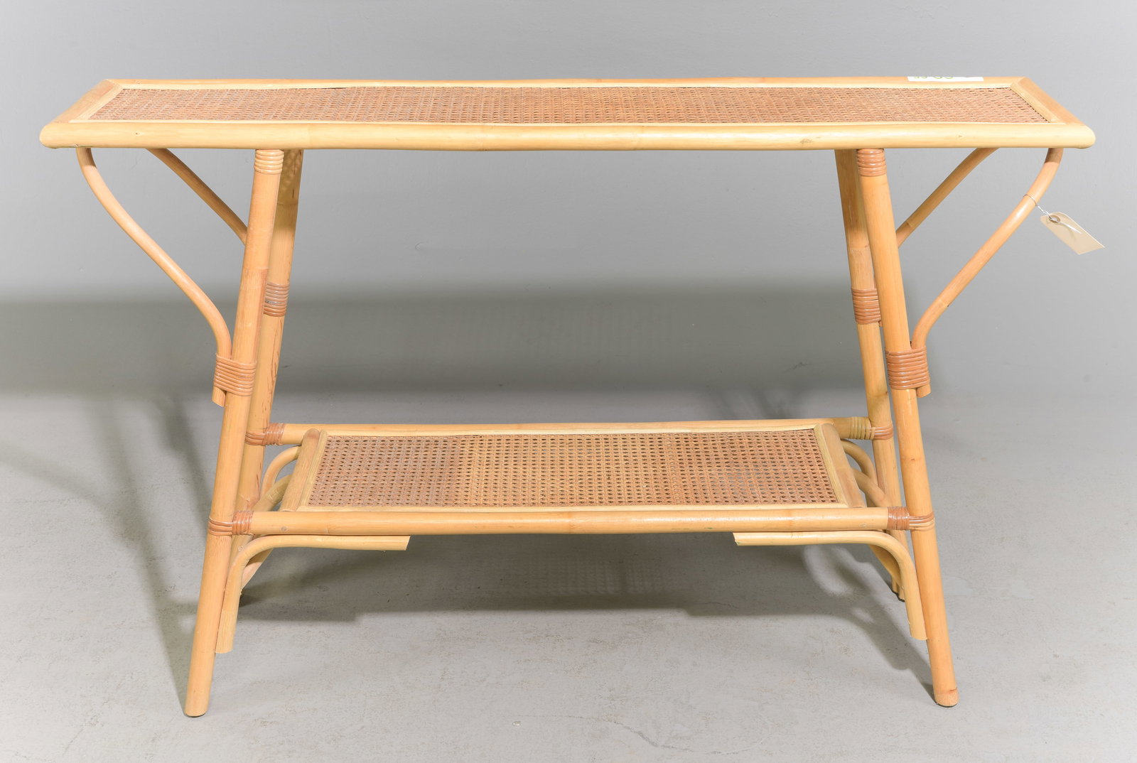 Bamboo & Caned Two Tier Hall Table / Console (1 of 4)