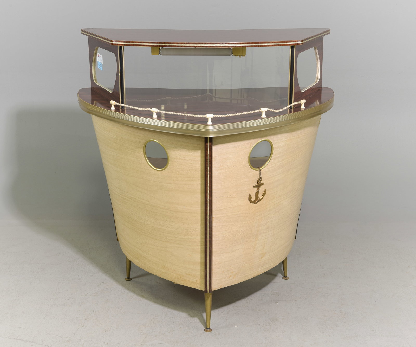 Mid Century Modern Boat / Ship Home Bar: Danish Modern Style Boat / Ship Home Bar - 41.5 in tall x 39 x 28