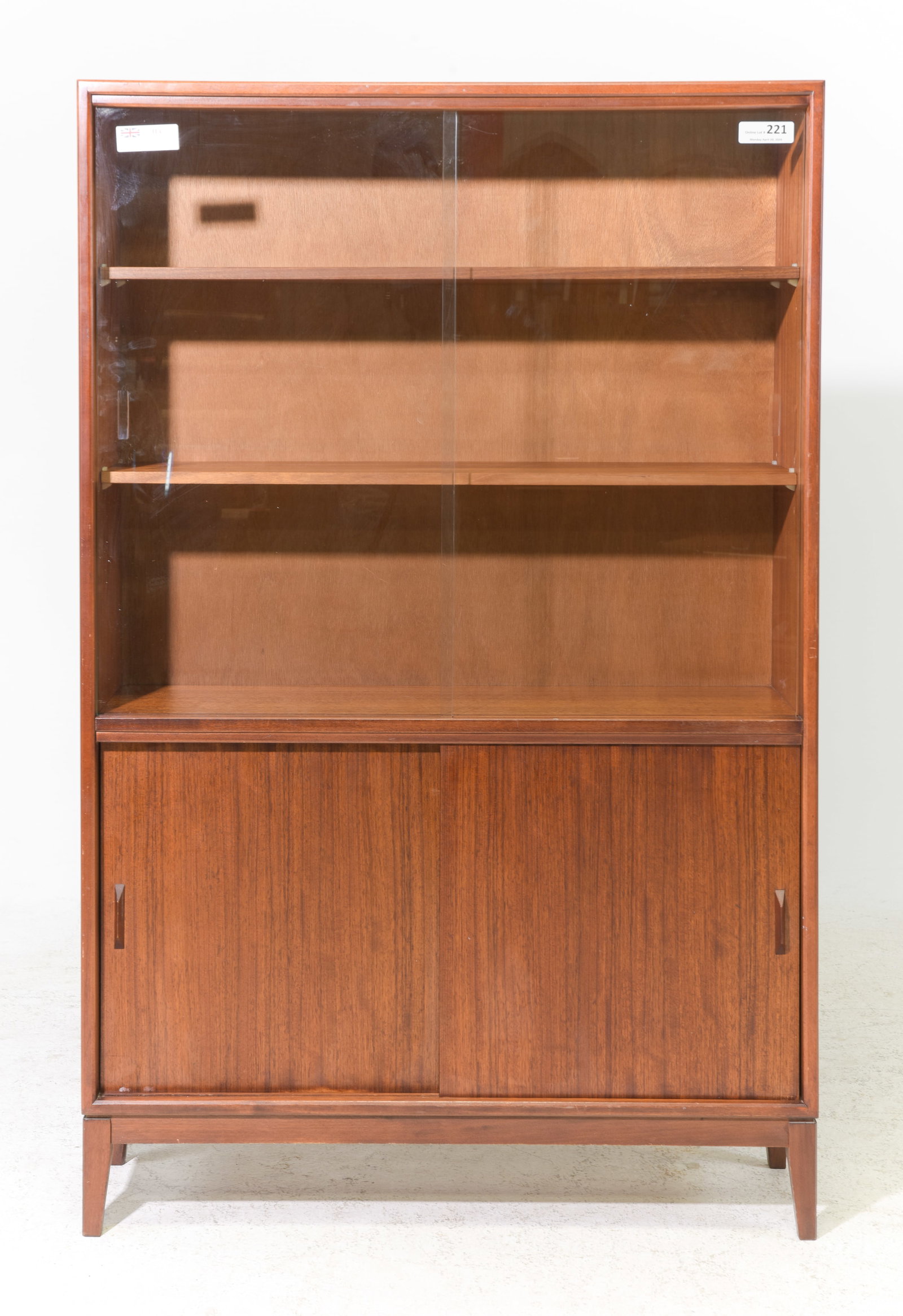 Mid Century Modern Sliding Door Bookcase: Danish Modern Style Sliding Door Bookcase / Cabinet - 57 in tall x 36 x 11