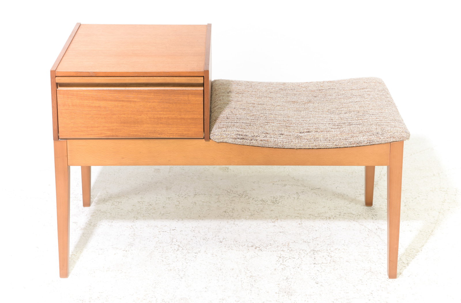 Mid Century Modern Telephone Bench - Chippy: Danish Modern Style Telephone Bench - Chippy - 22 in tall x 33.5 in tall x 14.5, with a seat height of 15 inches