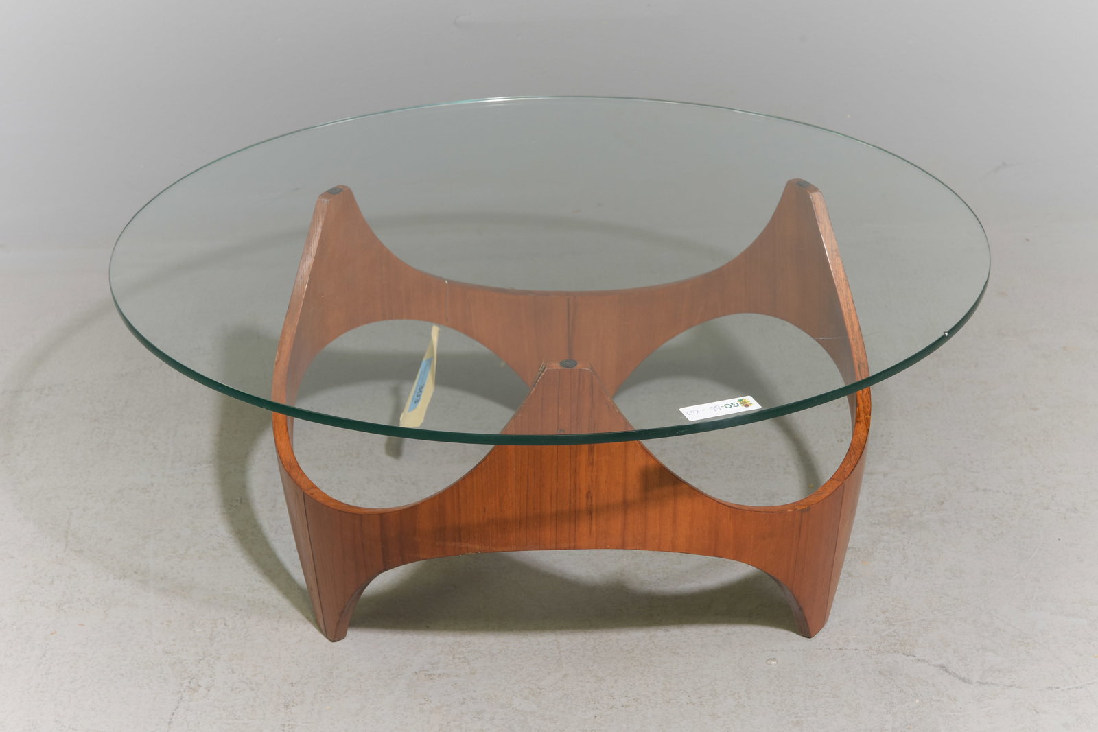Mid Century Modern Round Glass Top Coffee Table (1 of 4)