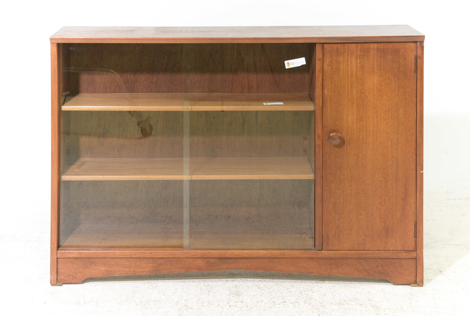Mid Century Modern Bookcase - Gibbs: Danish Modern Style Sliding Glass Door Bookcase / Cabinet by Gibbs - 33 in tall x 48 x 9.75