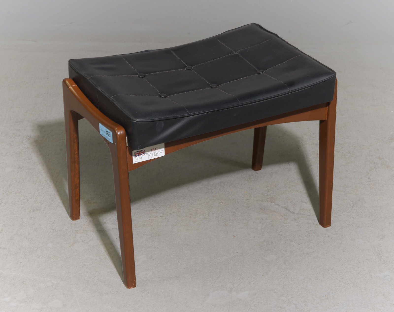 Mid Century Modern Black Vinyl Foot Stool (1 of 2)