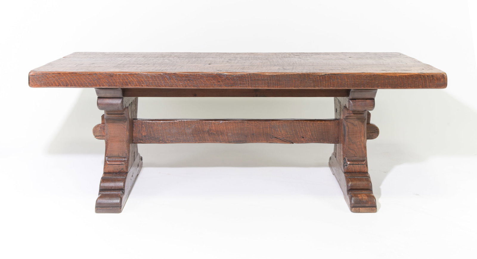 Solid Heavy Oak Trestle Base Monastery Table (1 of 4)