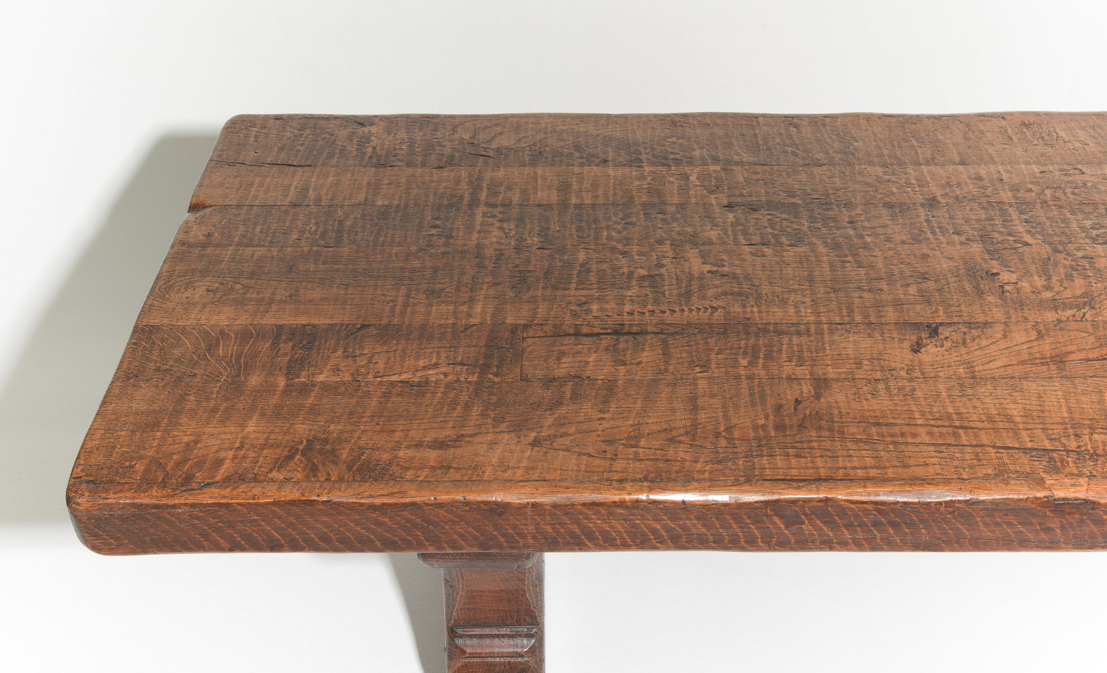 Solid Heavy Oak Trestle Base Monastery Table - 2