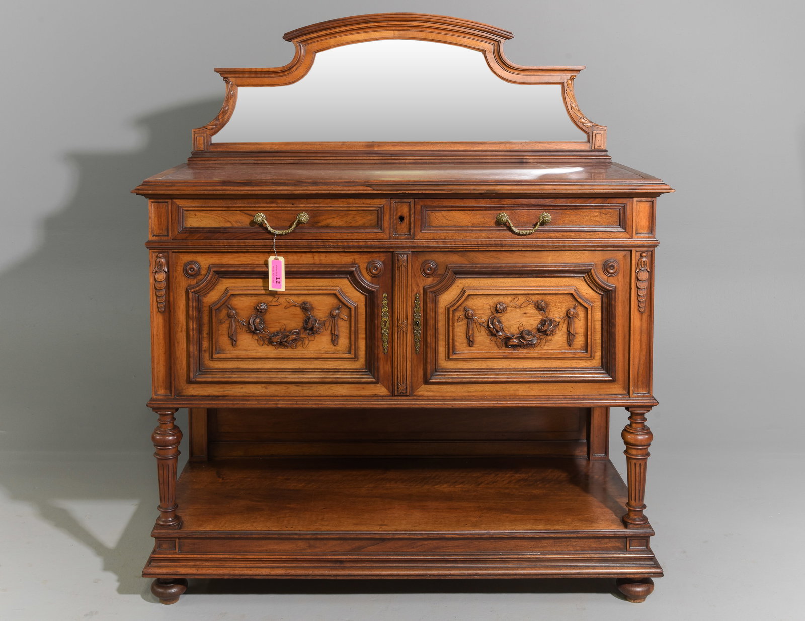 Henri II Style Walnut Mirror Back Server (1 of 7)