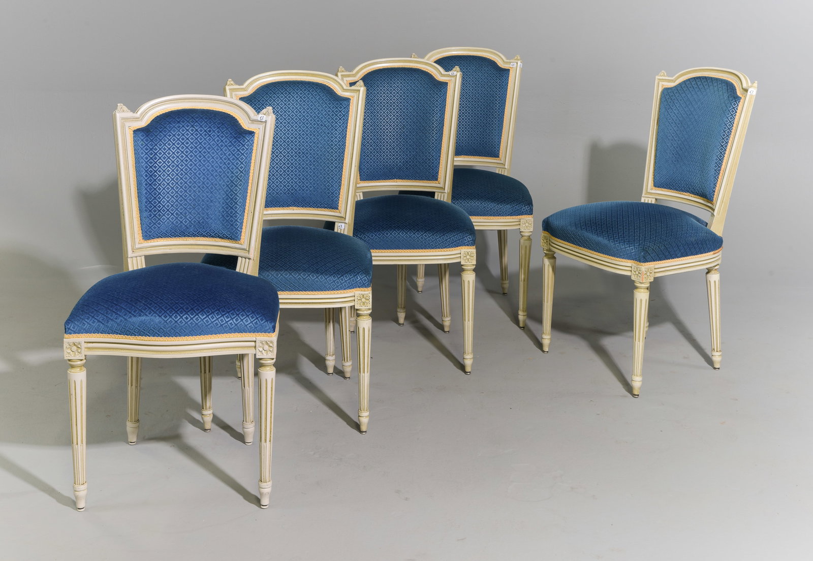 Louis XVI Style Set of 5 Painted Dining Chairs (1 of 5)