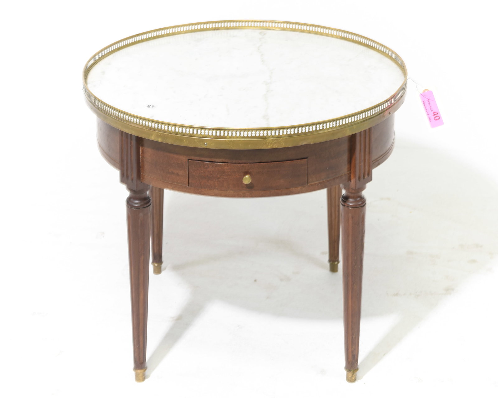 Louis XVI Style White Marble Top Boulotte Table (1 of 4)