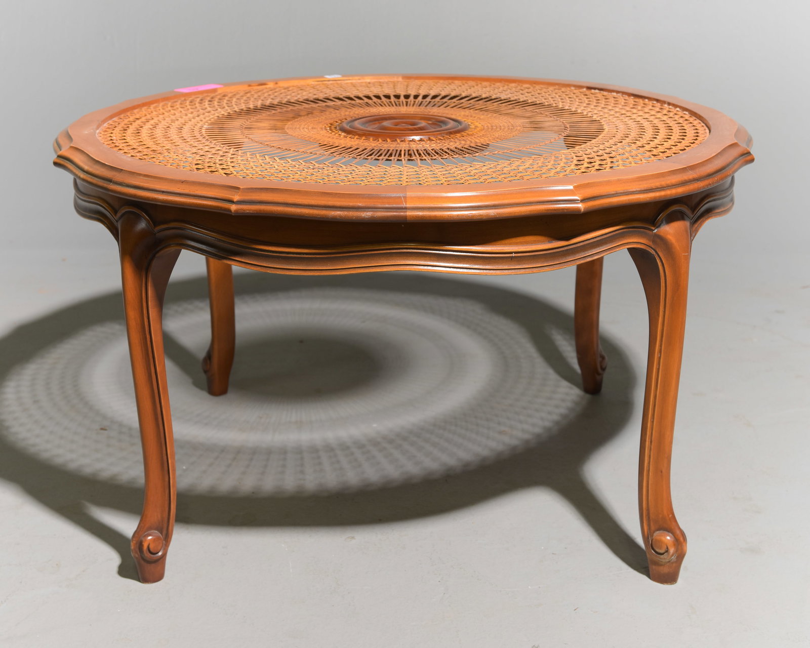 Louis XV Style Cherry Rattan Coffee Table (1 of 3)